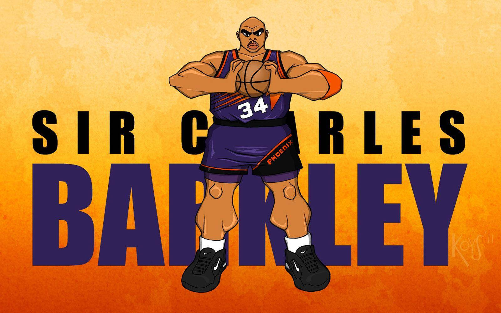 Sir Charles Barkley Basketball Cartoon Phoenix Suns Background