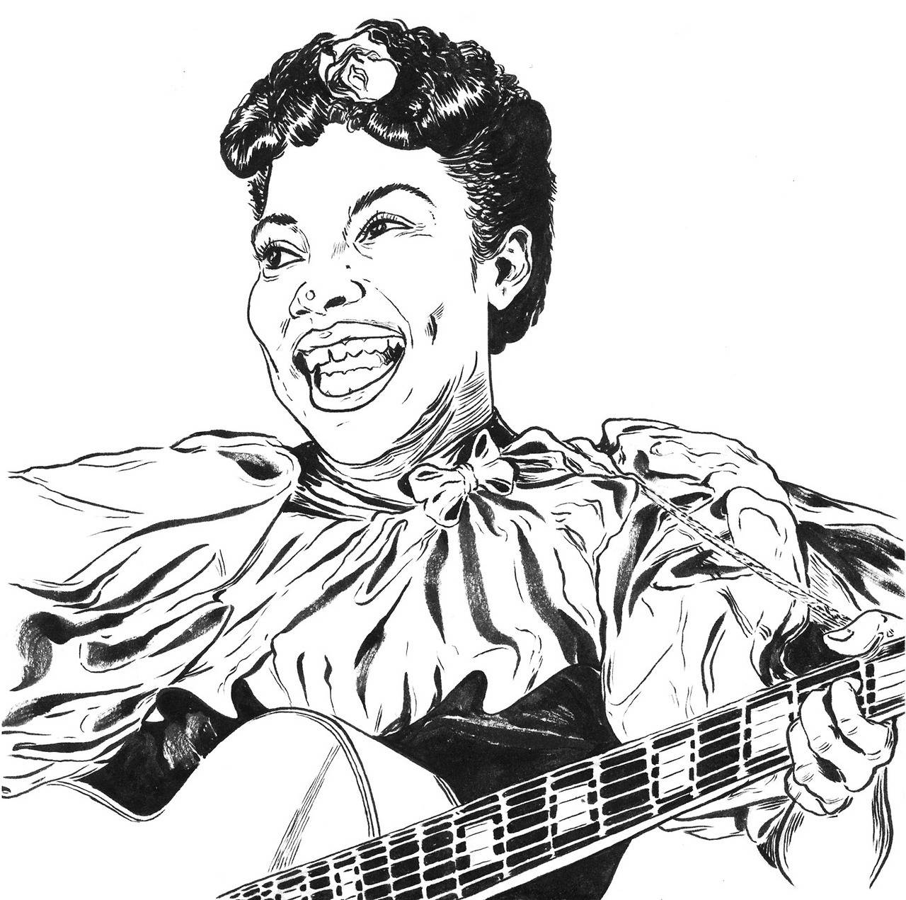 Sister Rosetta Tharpe Portrait Sketch Art Background