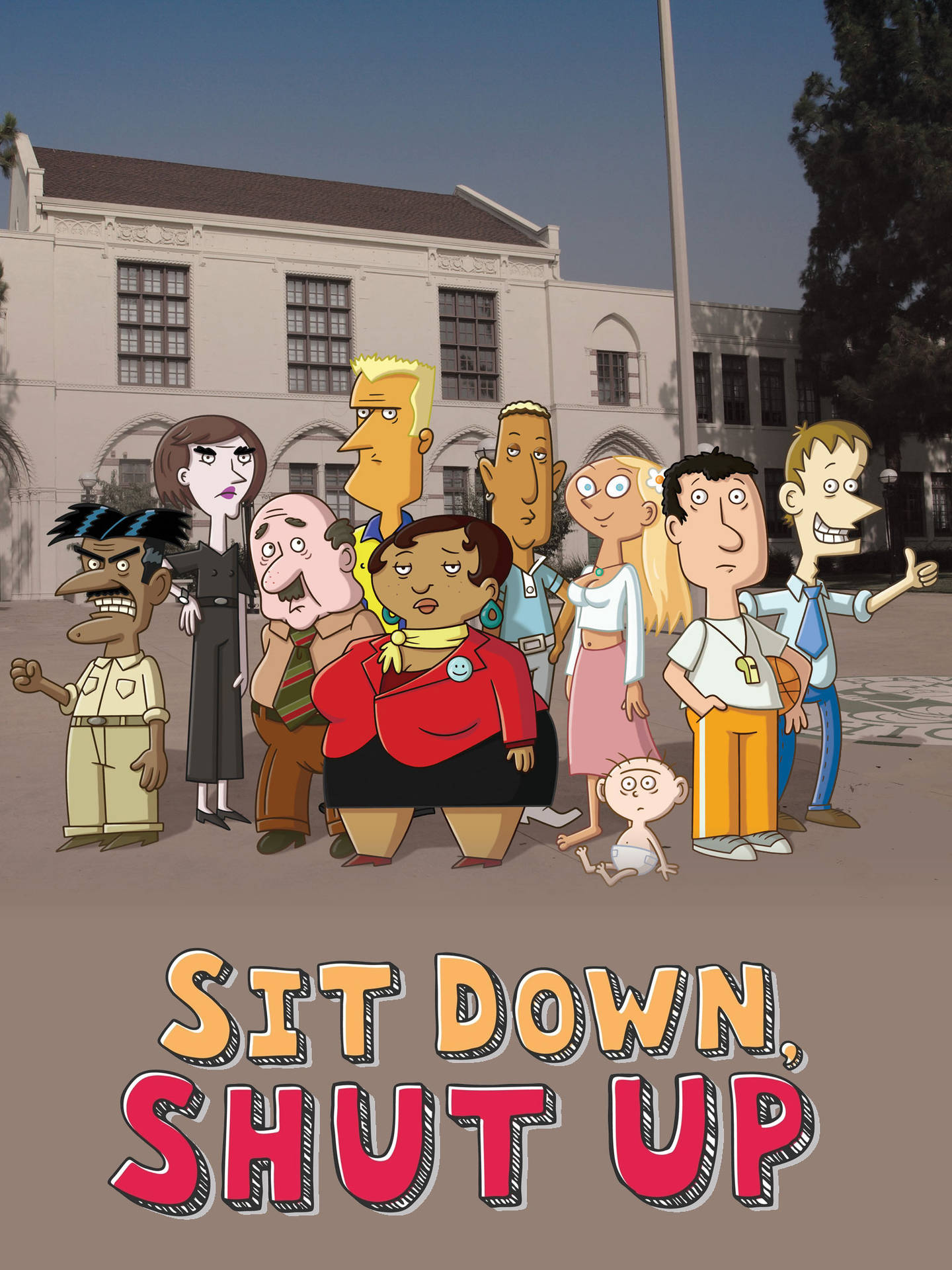 Sit Down Shut Up Characters Outside Background