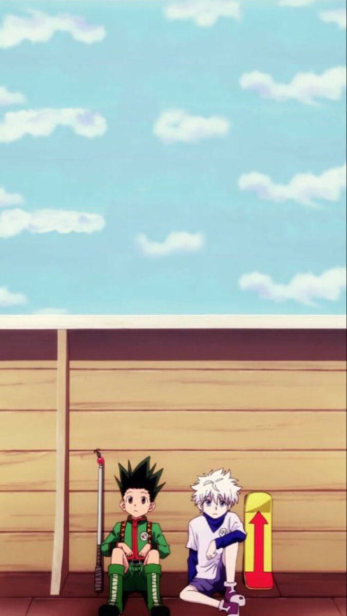 Sitting Gon And Killua Of Hunter X Hunter Iphone Background