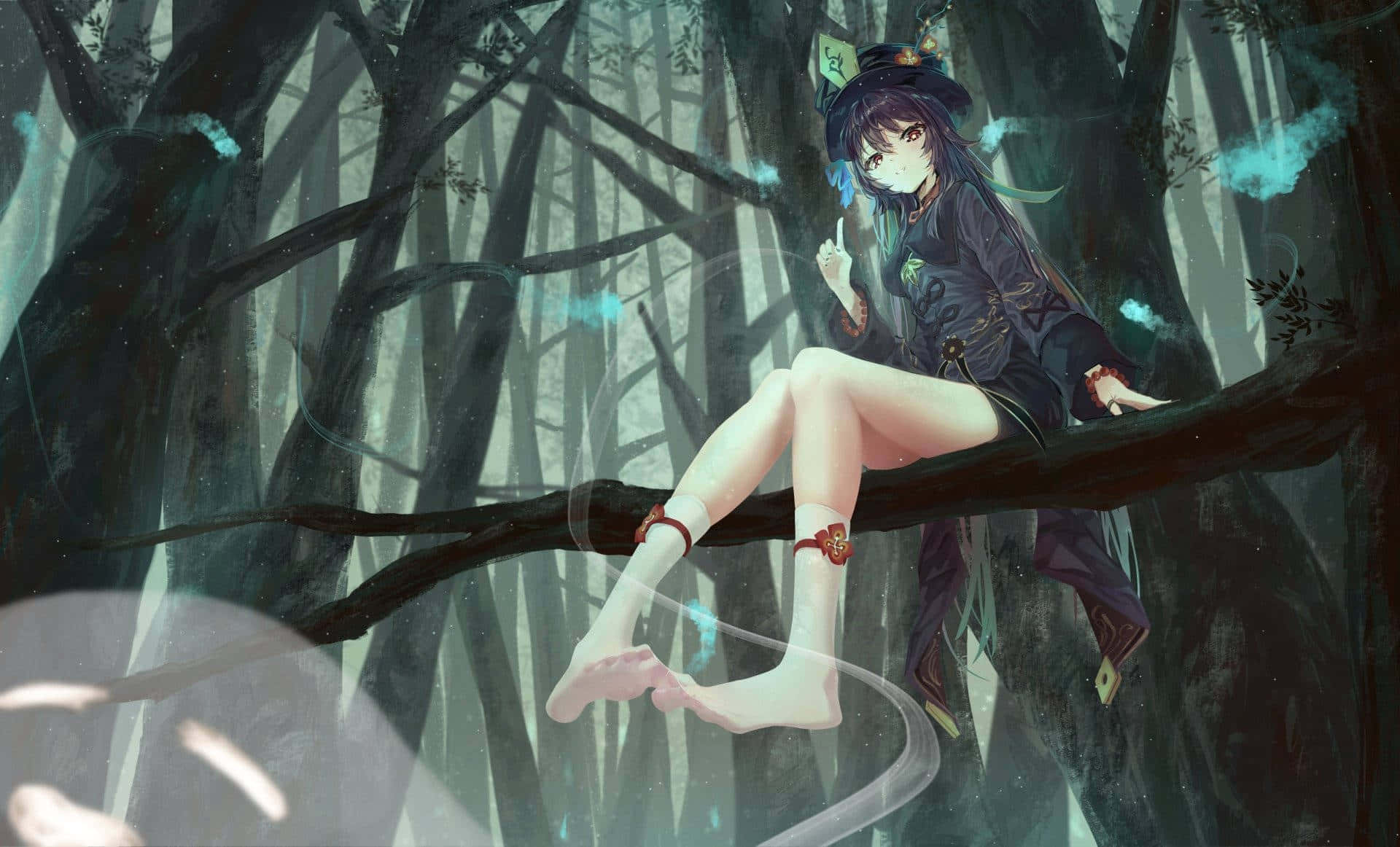 Sitting In Tree Hu Tao Pfp Background