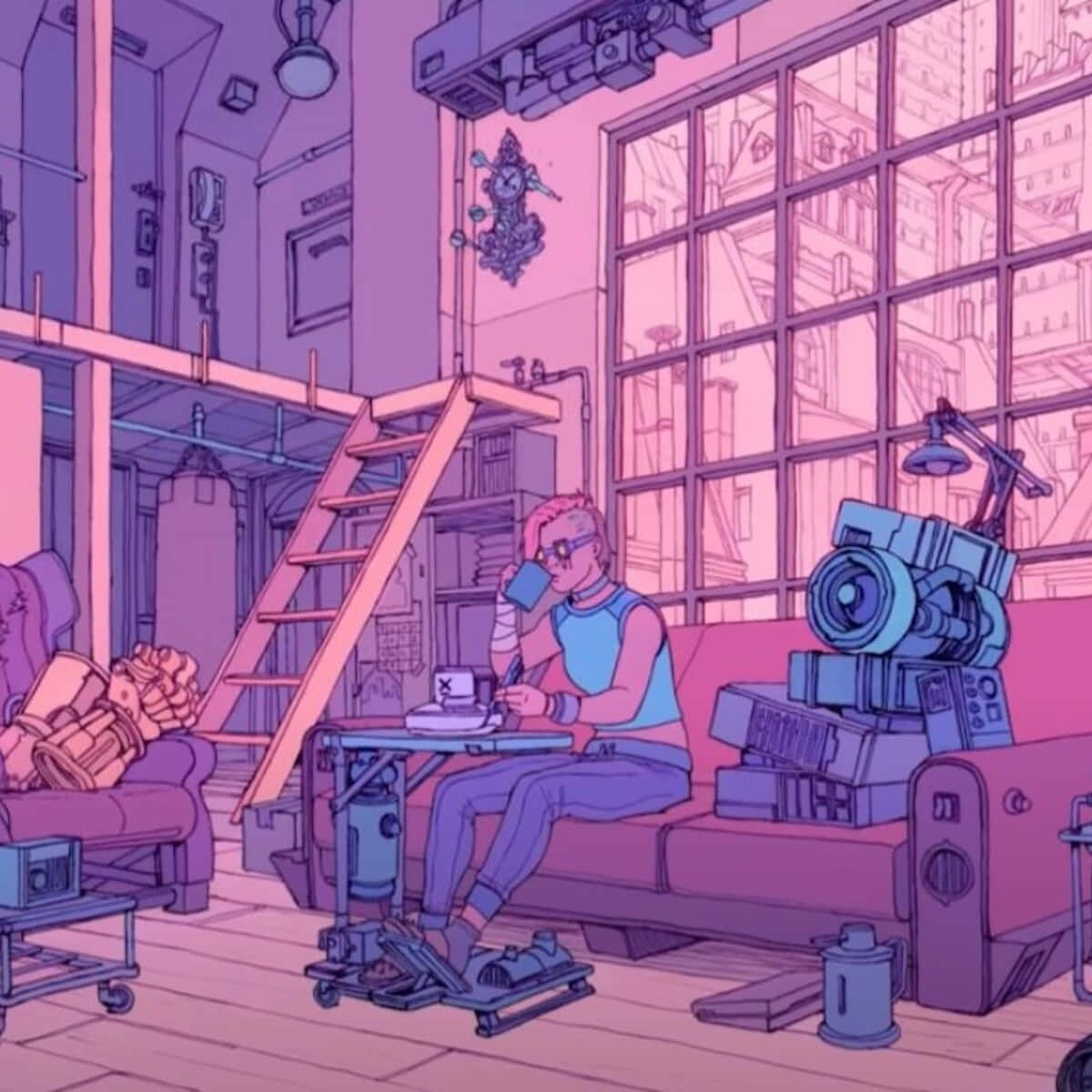 Sitting On The Floor Of My Cozy Lo Fi Room Background