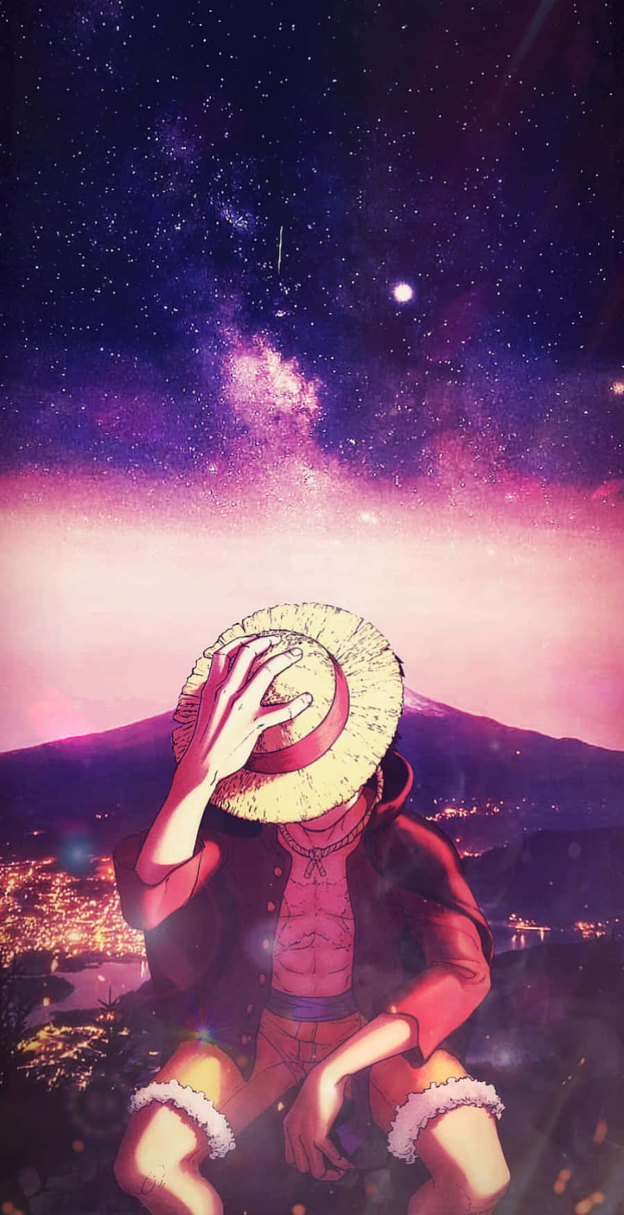 Sitting One Piece Luffy Phone Background