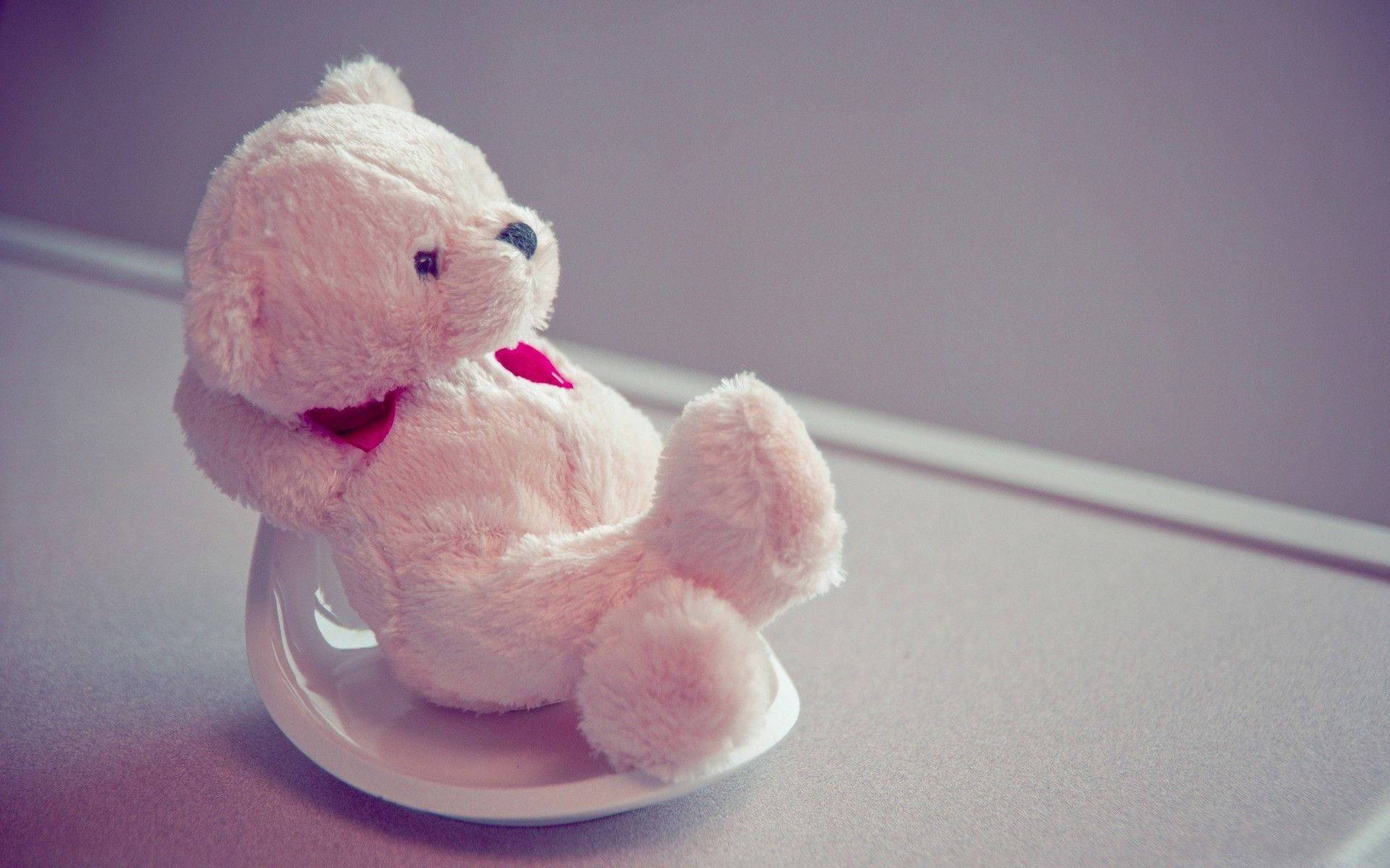 Sitting Pink Teddy Bear Background
