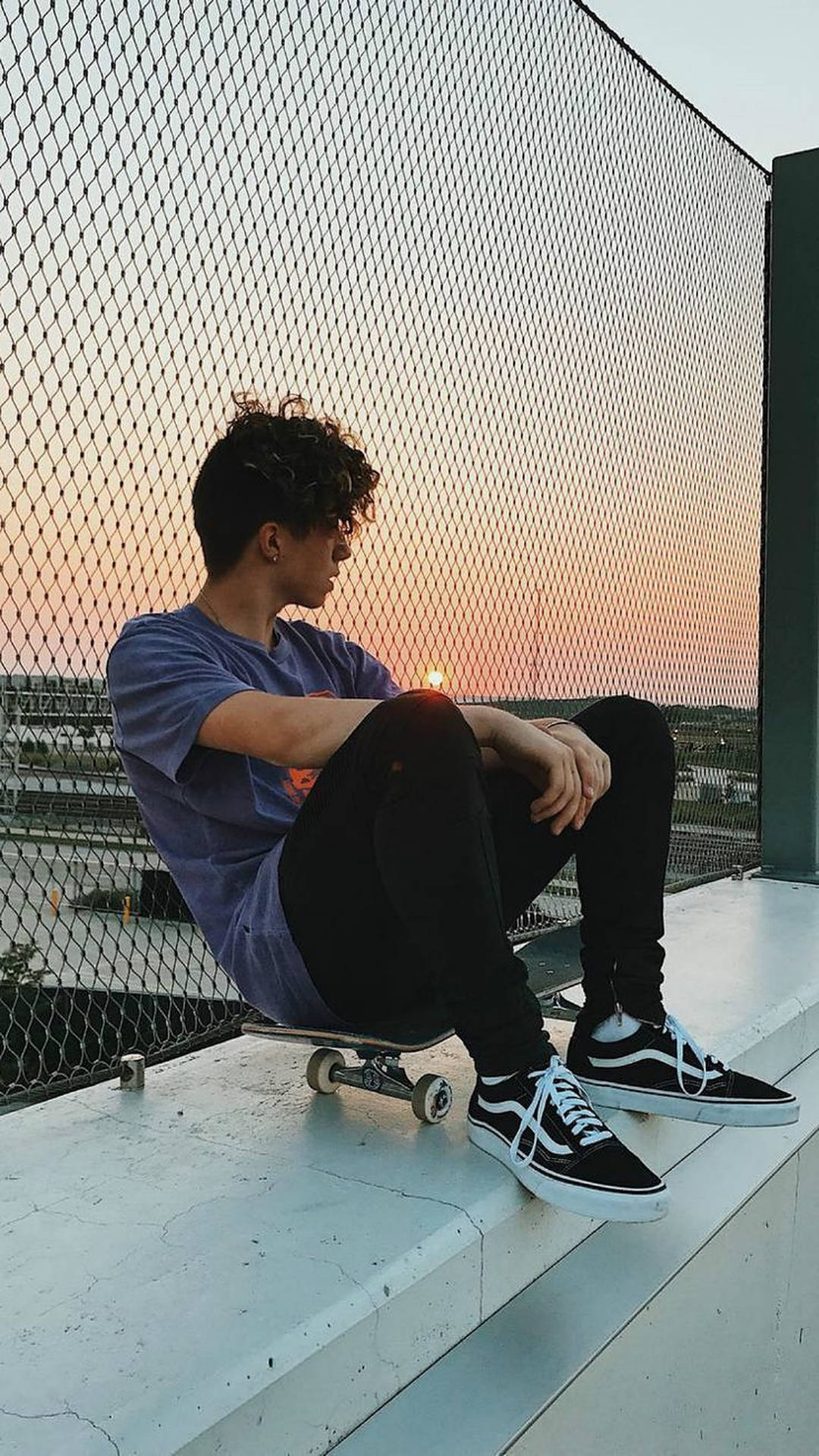 Sitting Skater Boy Aesthetic Background