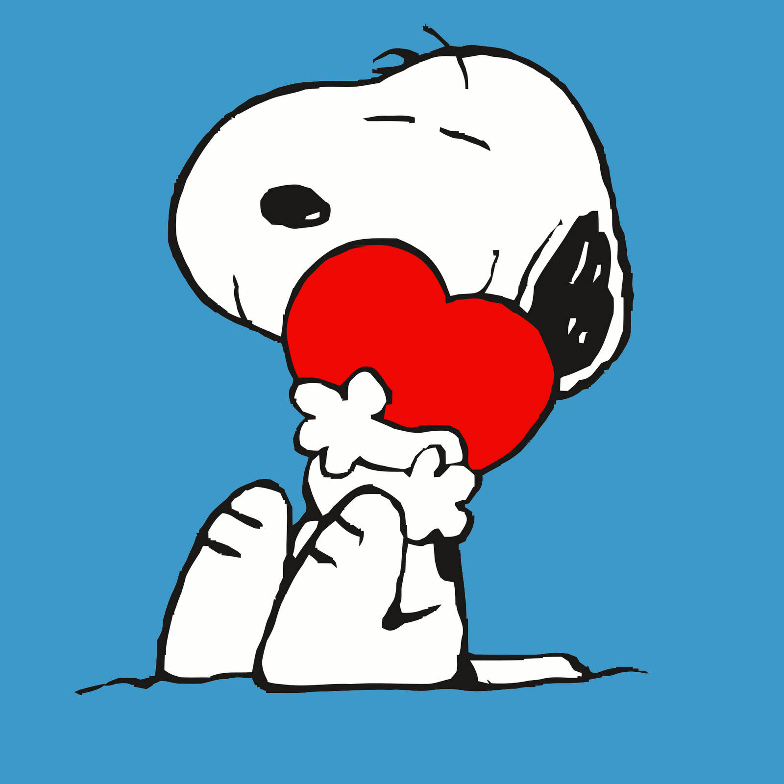 Sitting Snoopy Hugging Heart Background
