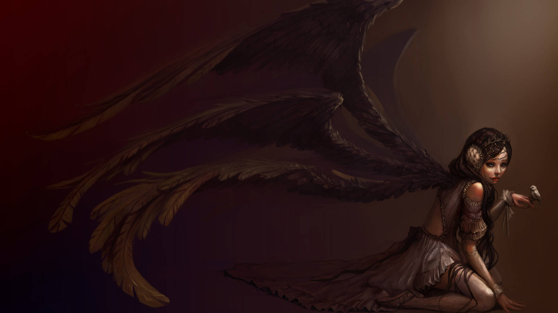 Six Black Angel Wings Background