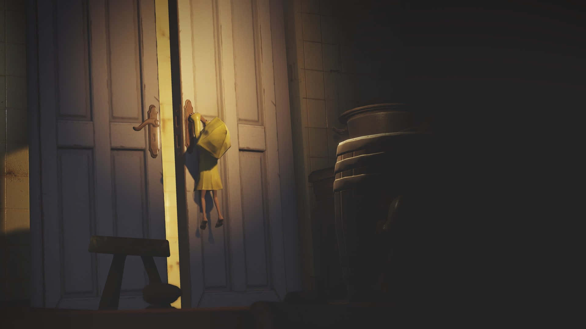 Six Hanging On To Door Handle In Little Nightmares 4k