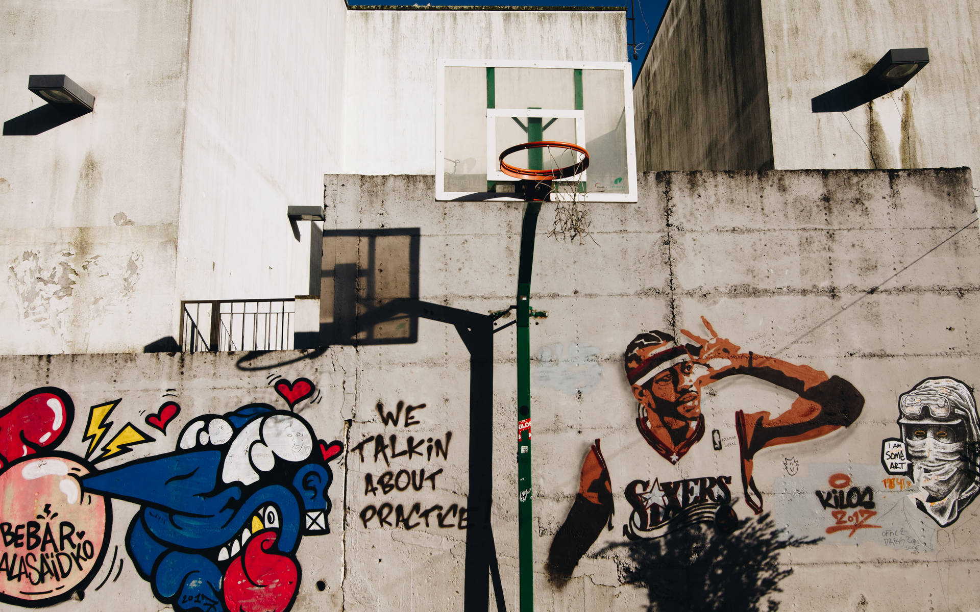 Sixers Iverson Wall Graffiti Background