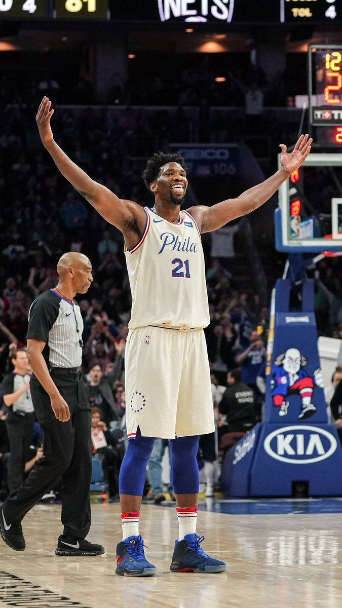 Sixers Joel Embiid In White Background