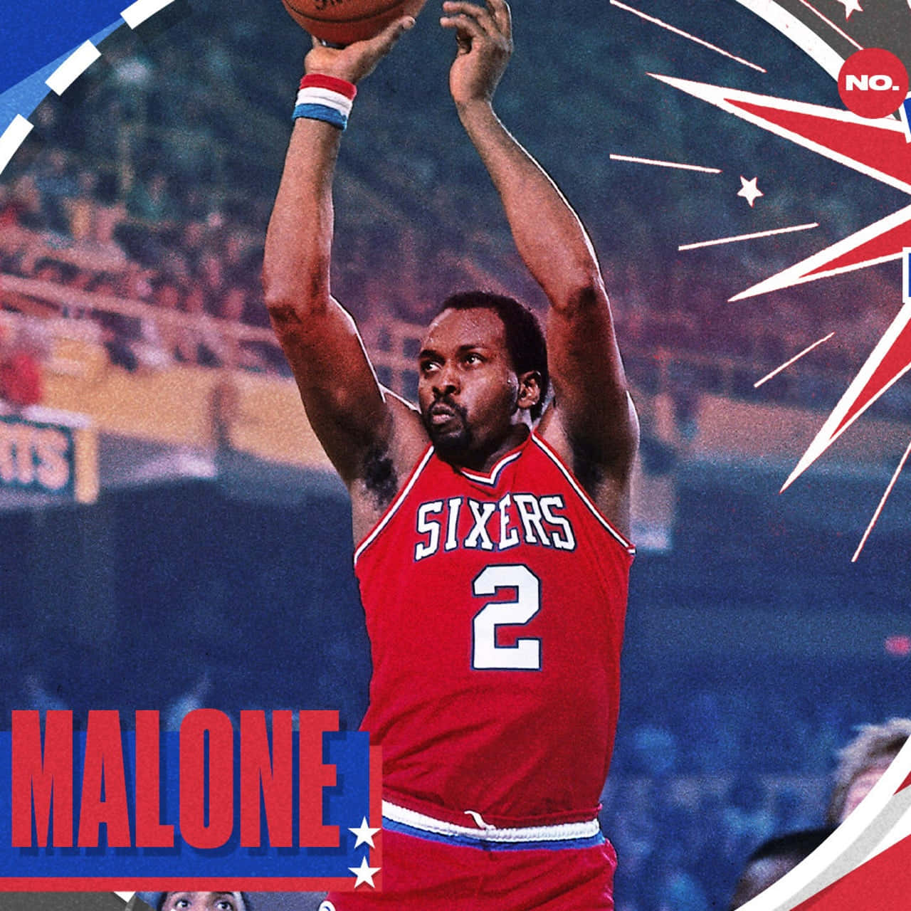 Sixers Number 2 Moses Malone Background