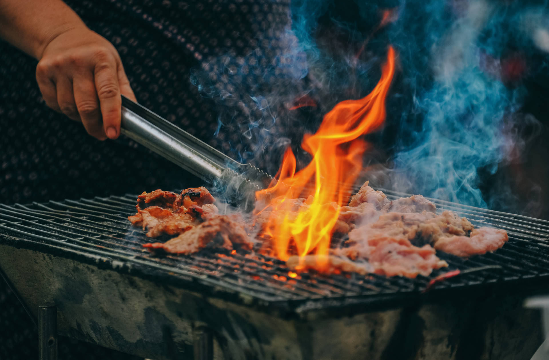 Sizzling Churrasco Feast On Fire Background