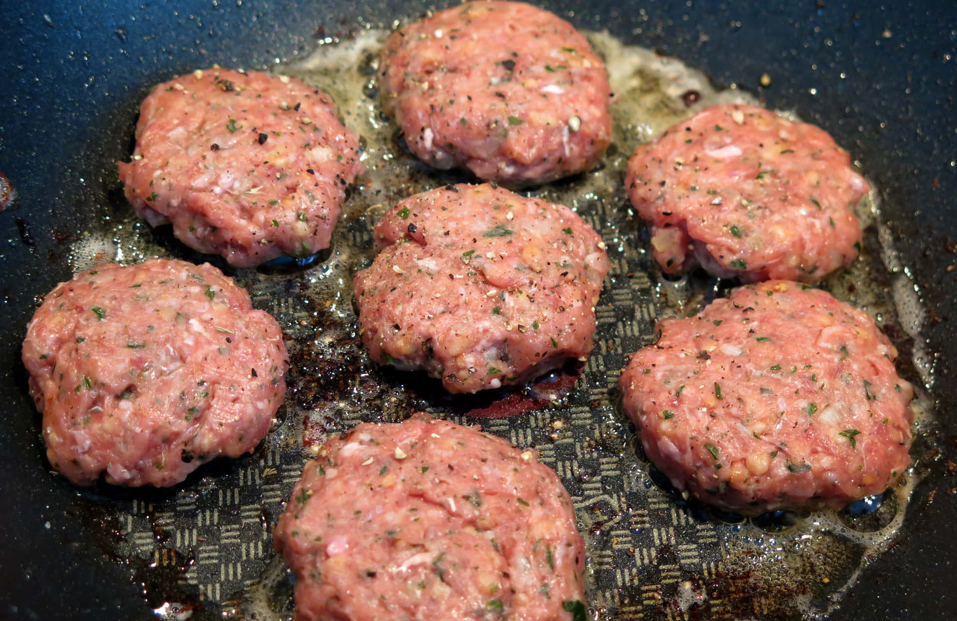 Sizzling Hamburger Patties Cooking Background