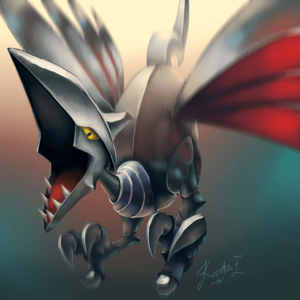 Skarmory 3d Art Mouth Open Background