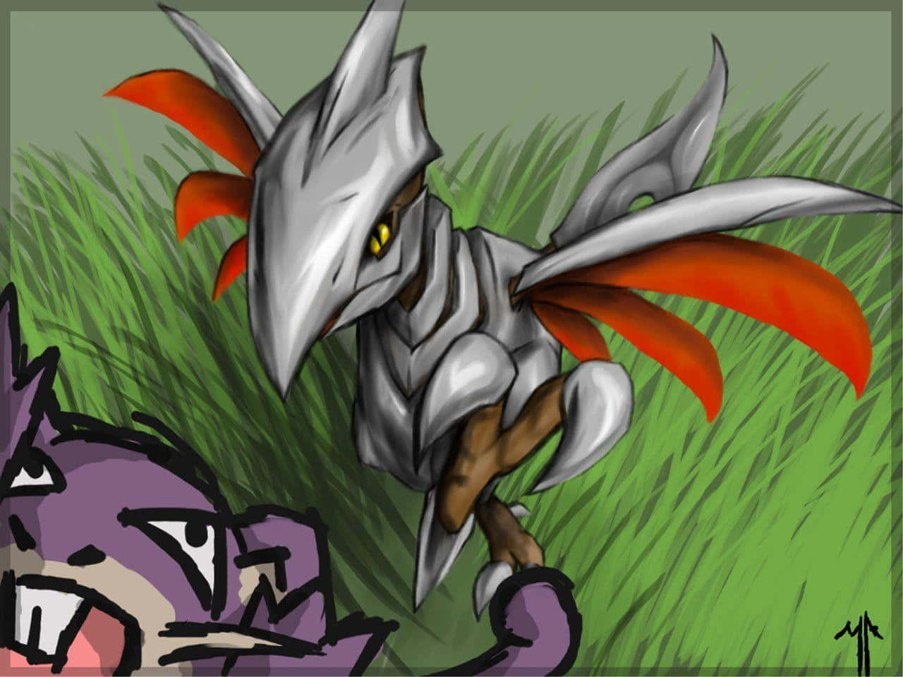 Skarmory Art On Green Grass