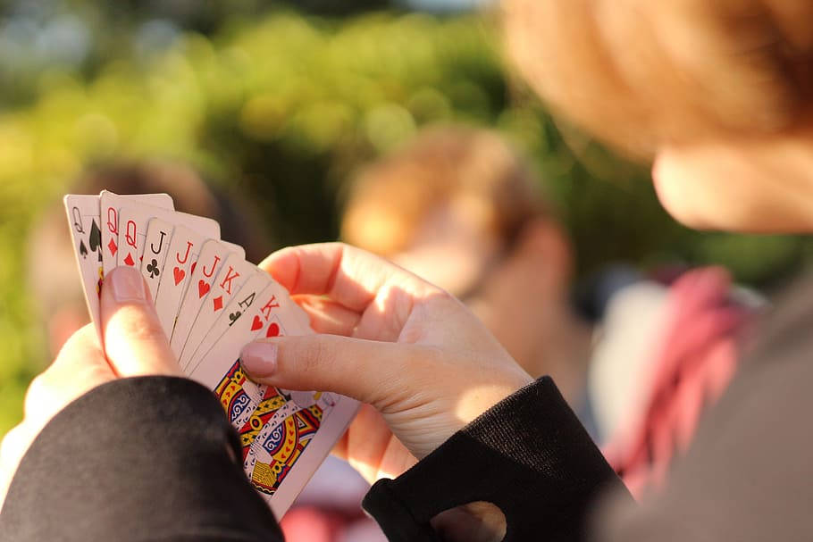 Skat Card Game Hand Holding Cards Background