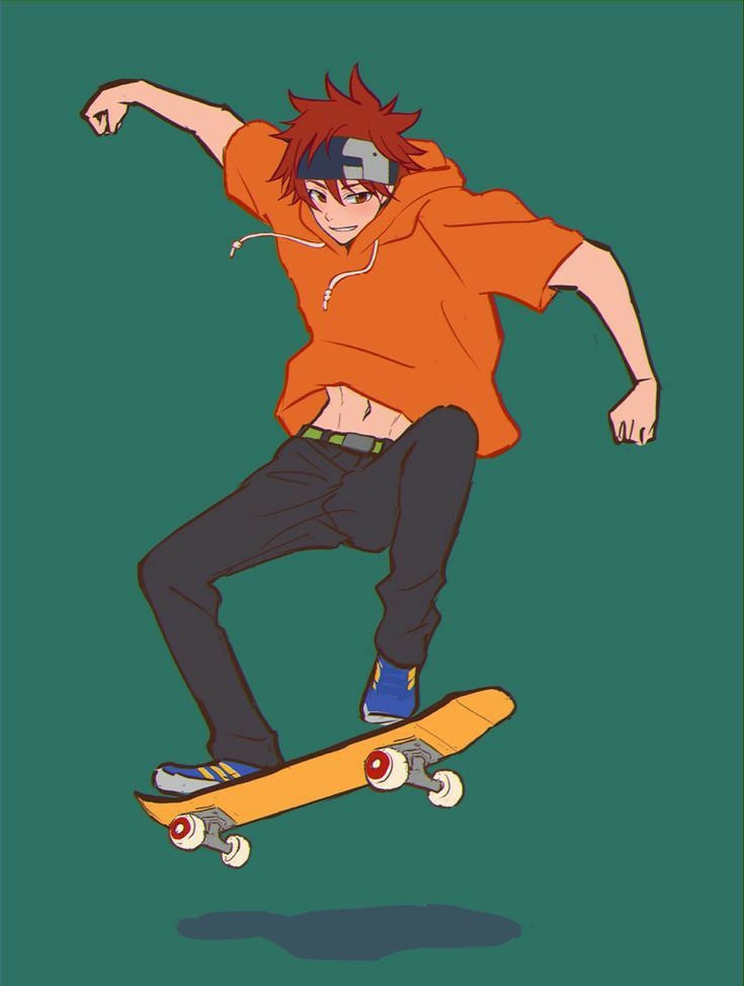 Skater Boy Aesthetic Green Poster Background