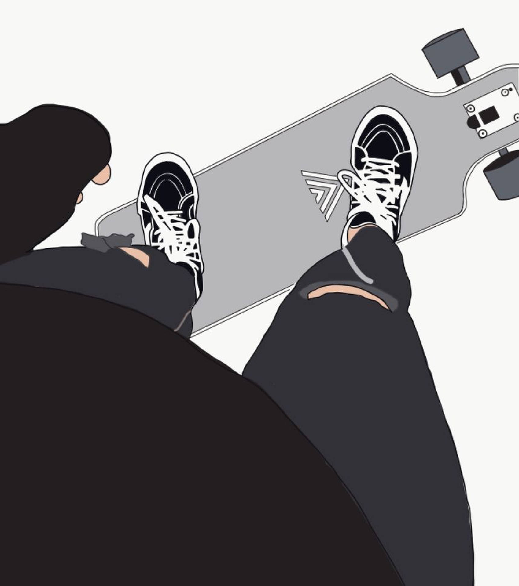 Skater Boy Black And White Vans Aesthetic Background