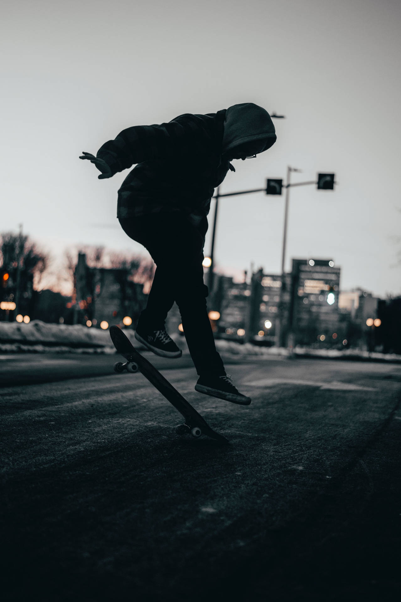 Skater Boy Doing Heelflip Background