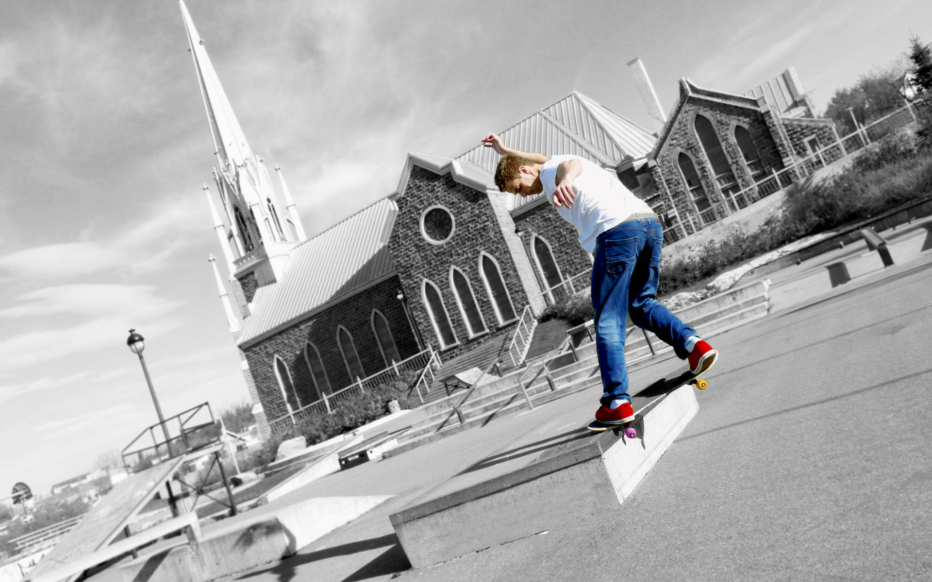 Skater Boy Grind Color Aesthetic Background