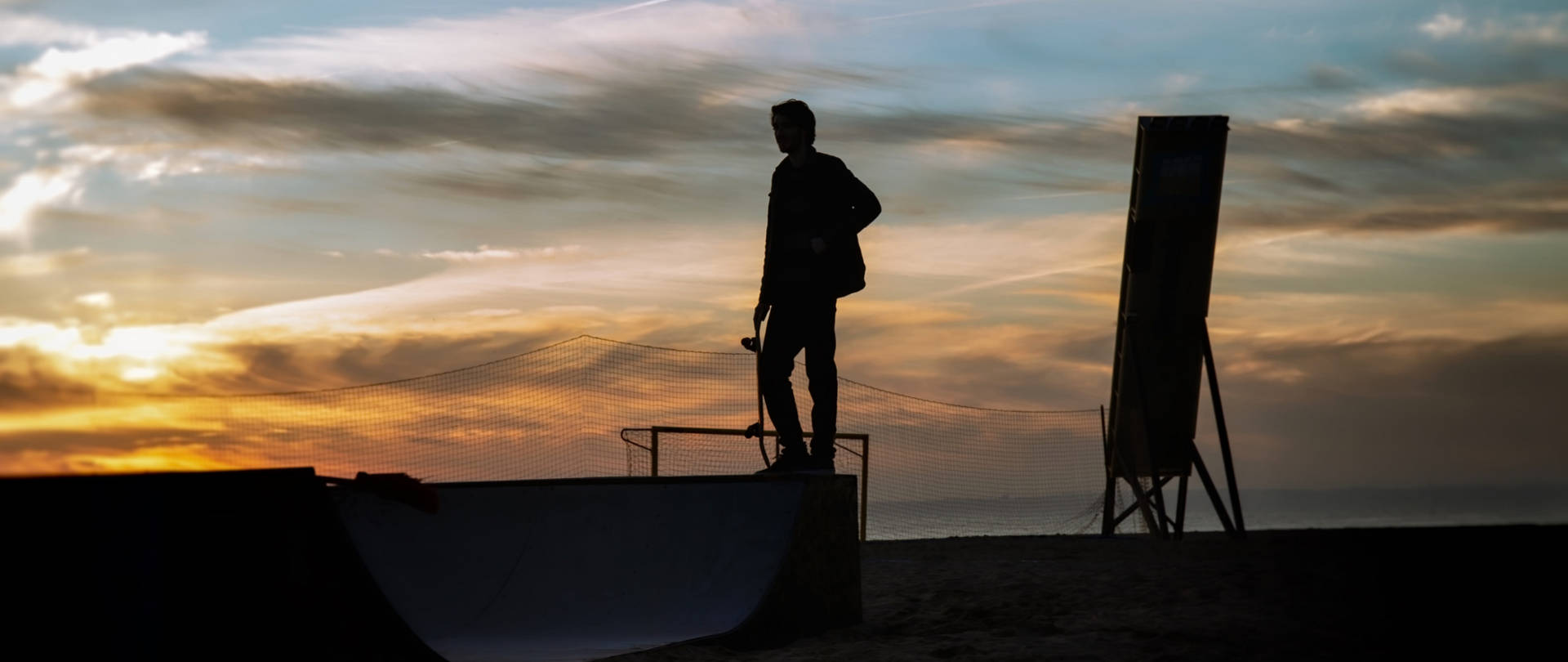 Skater Boy Sunset Silhouette Background