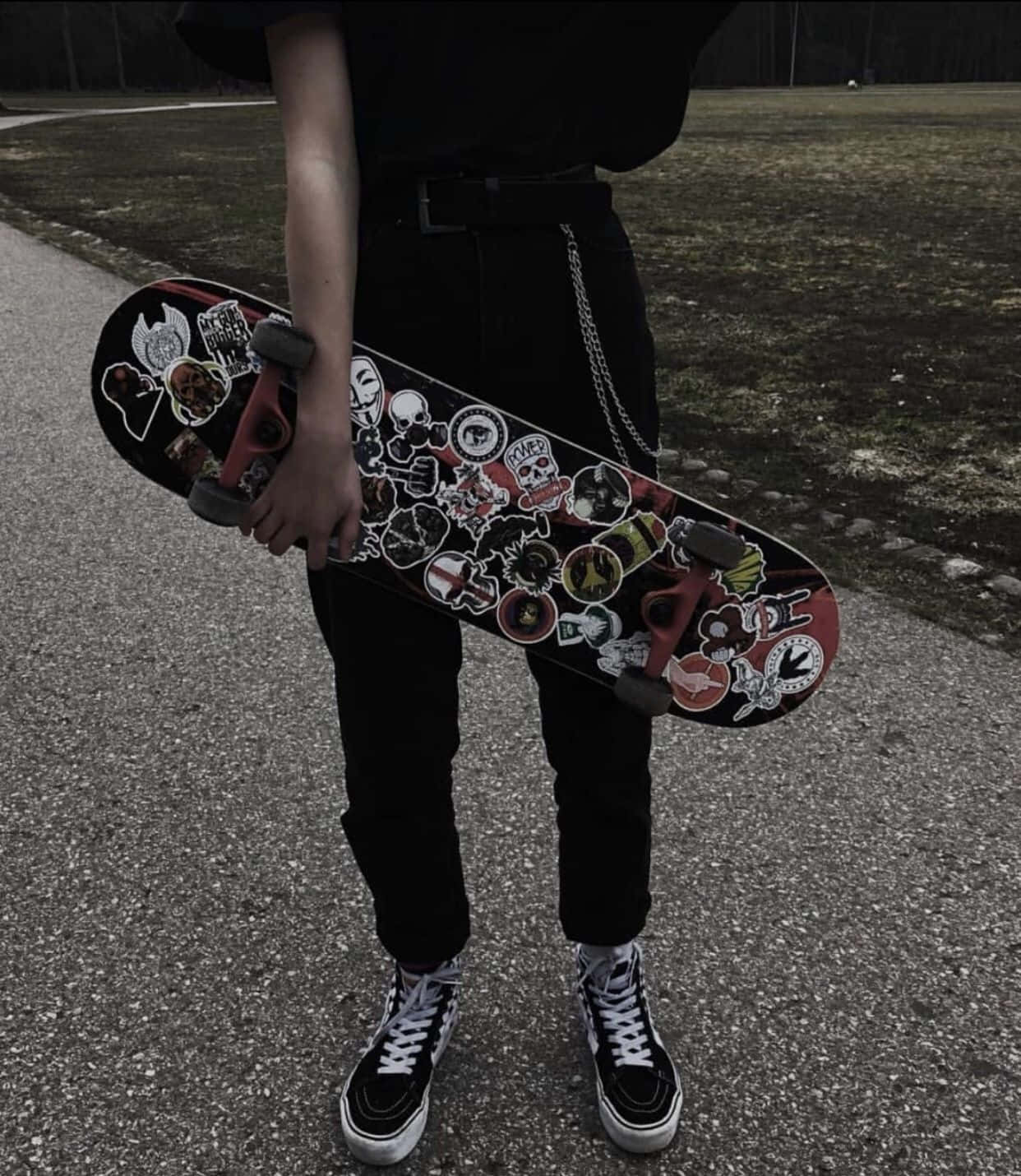 Skater Girl Aesthetic Floral Board Background