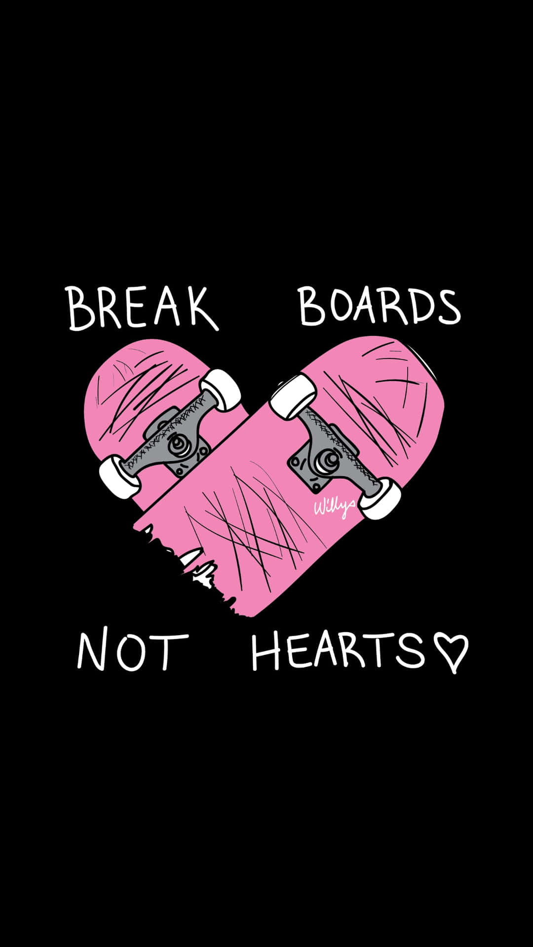 Skater Girl Aesthetic Heart Quote Black Mobile