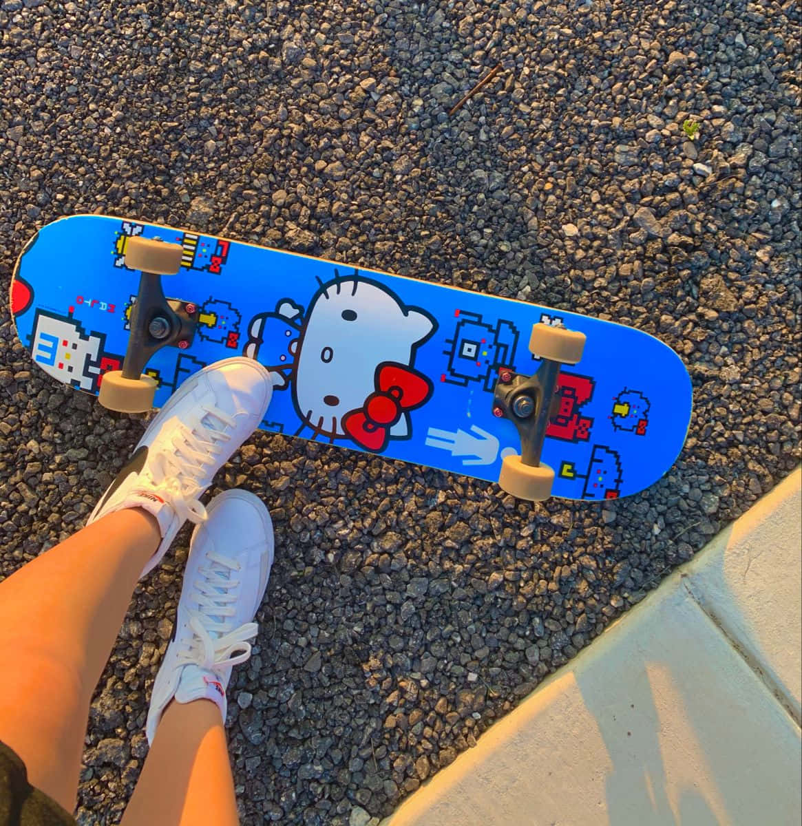 Skater Girl Aesthetic Hello Kitty Design Background