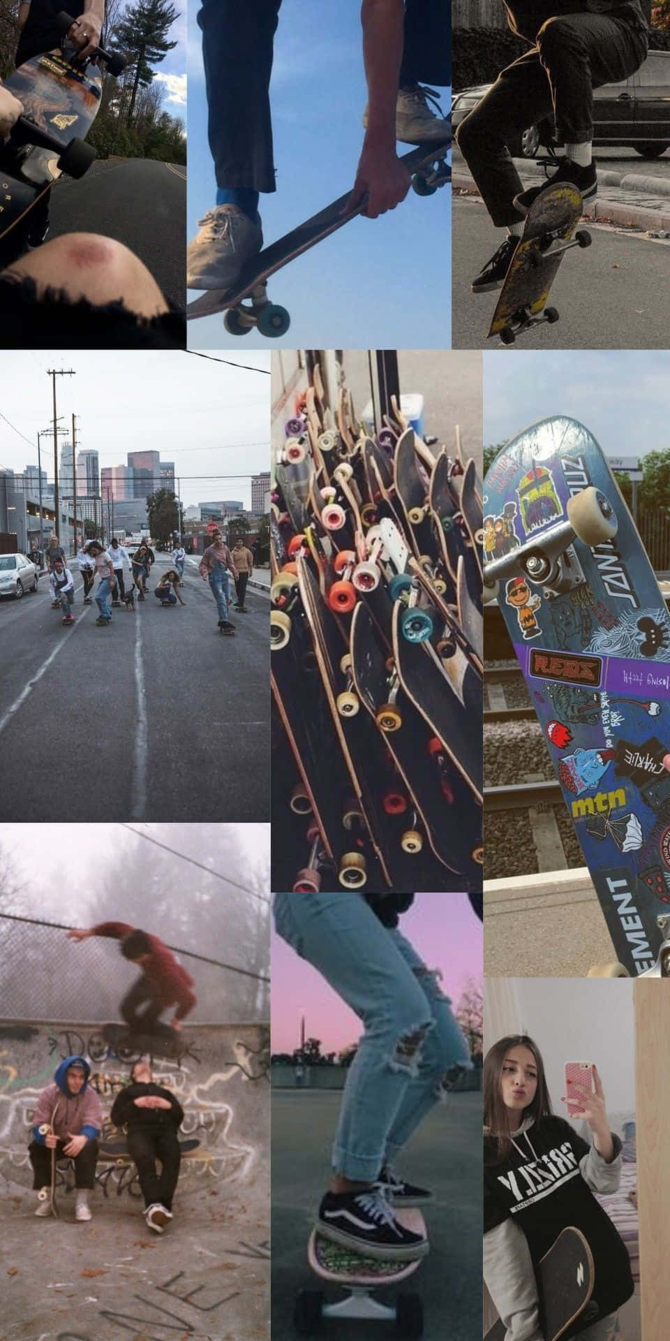 Skater Girl Aesthetic Photo Collage Art Mobile