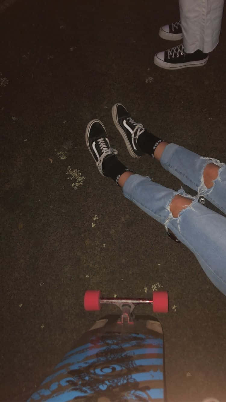 Skater Girl Aesthetic Ripped Jeans Mobile