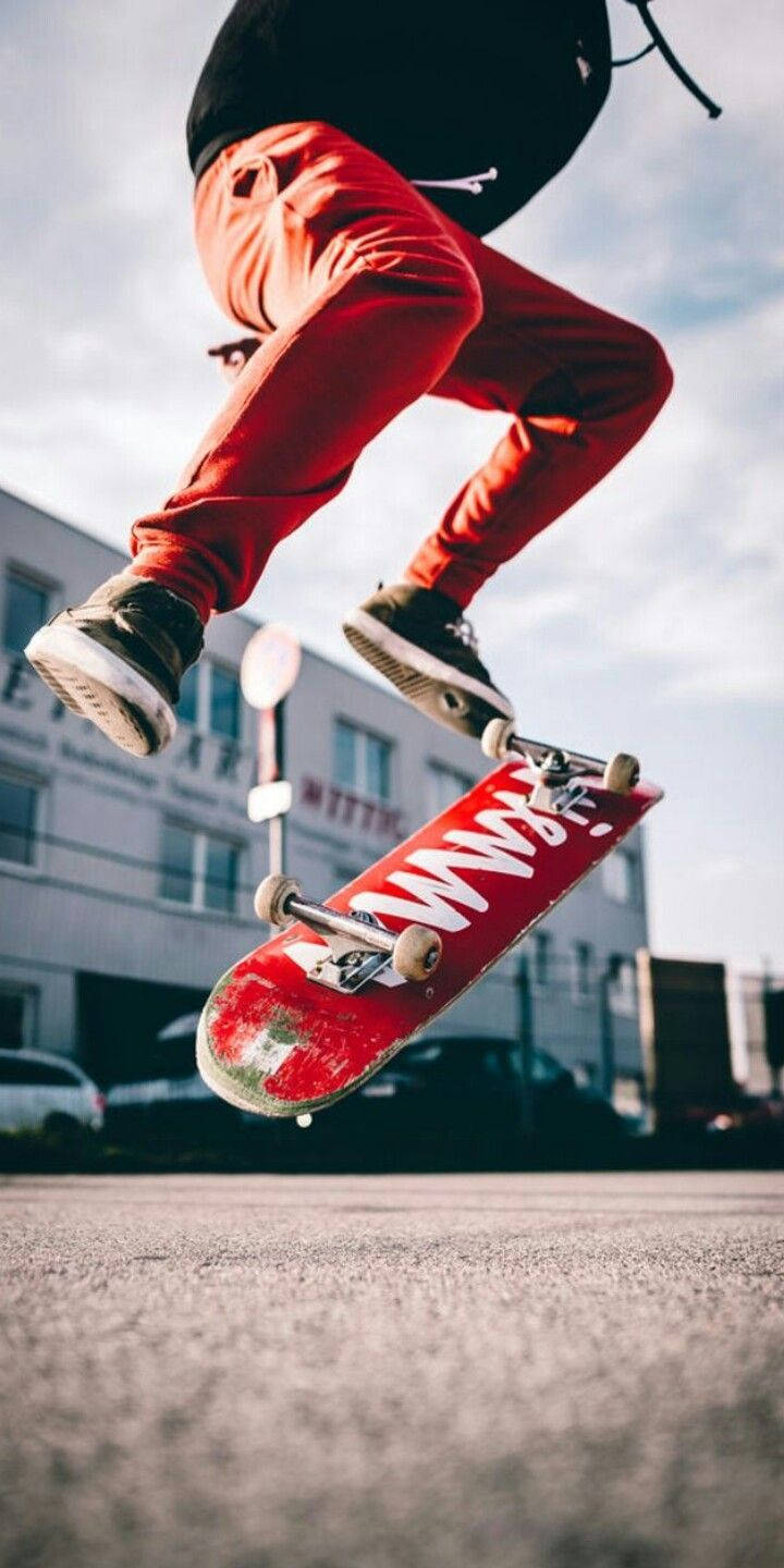 Skater With Red Skateboard Iphone