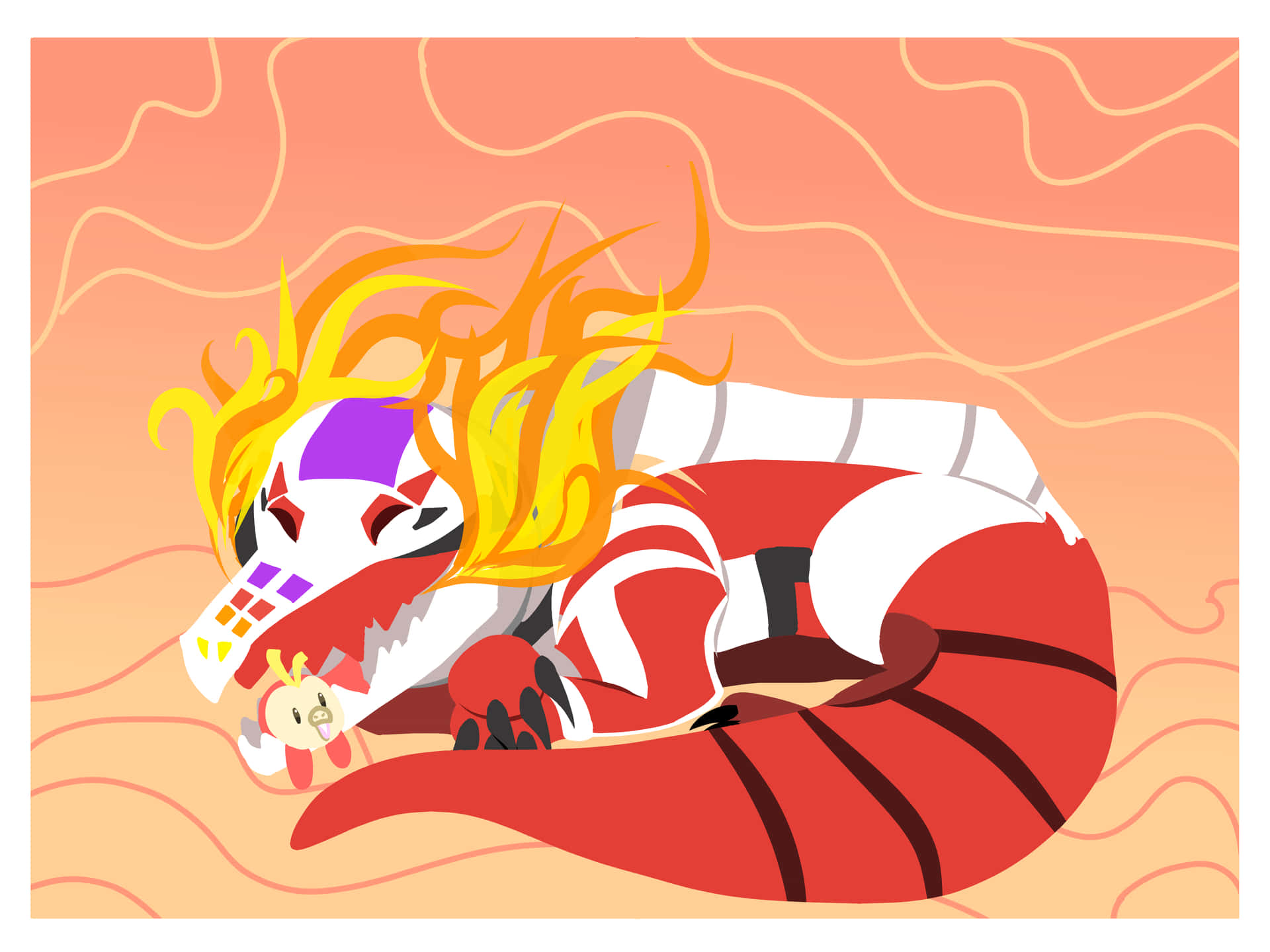 Skeledirge And Fuecoco 2d Animation Background
