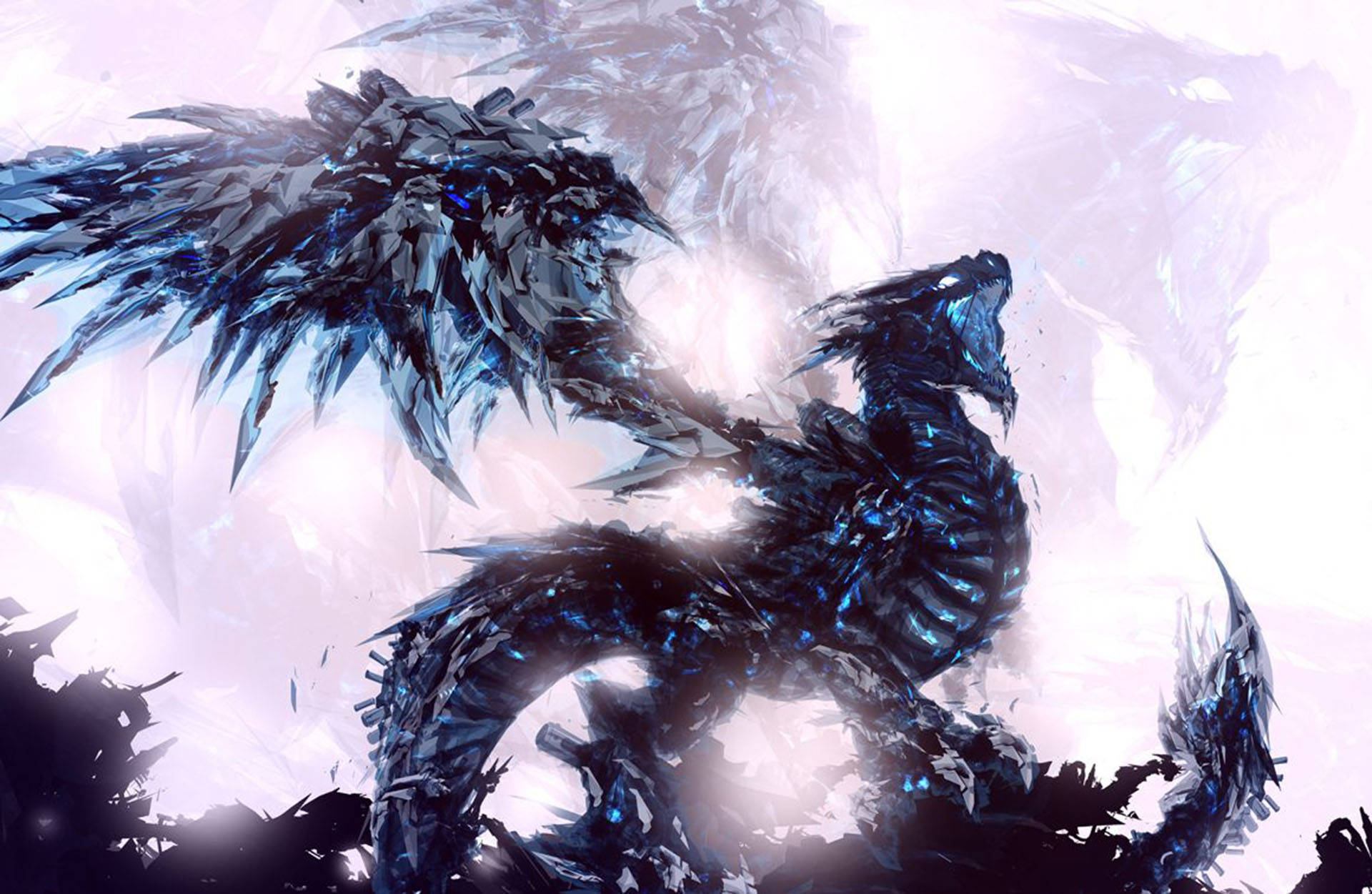 Skeletal Ice Dragon Background