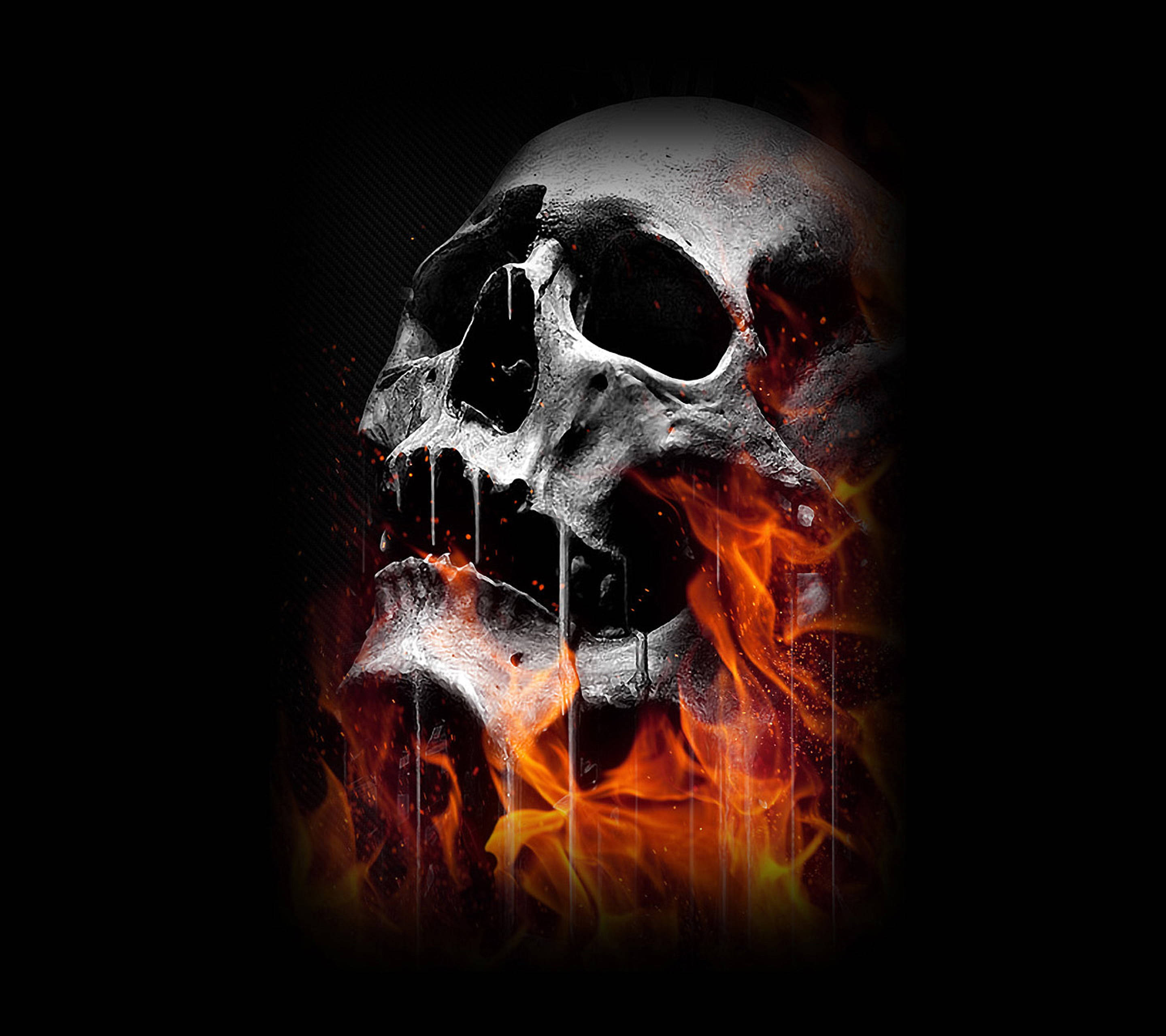 Skeleton Aesthetic Burning Flames Background