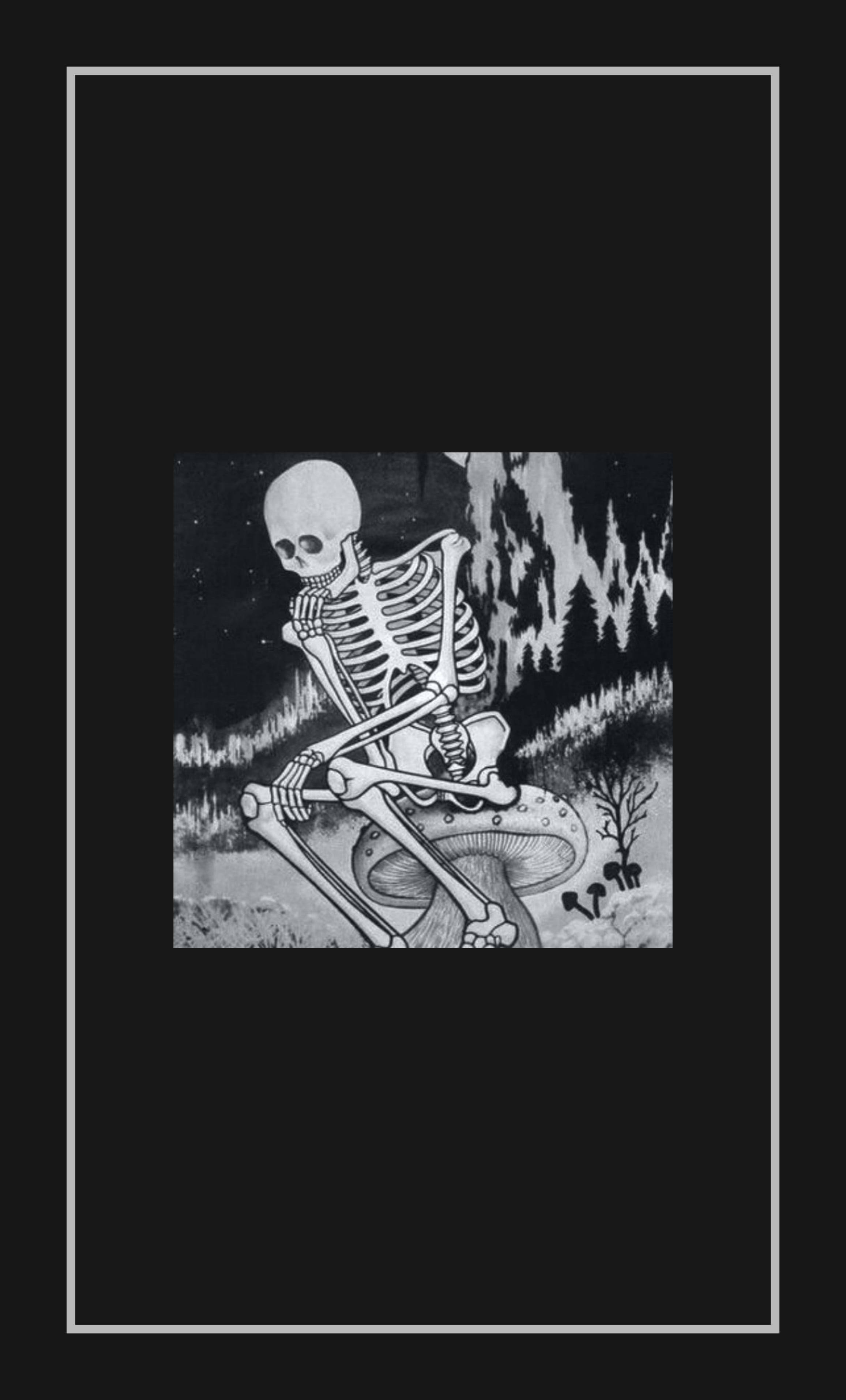 Skeleton Aesthetic Mushroom Portraint Background