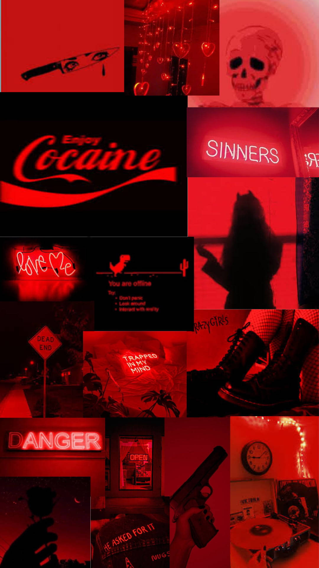 Skeleton Aesthetic Red Emotions Collage Background