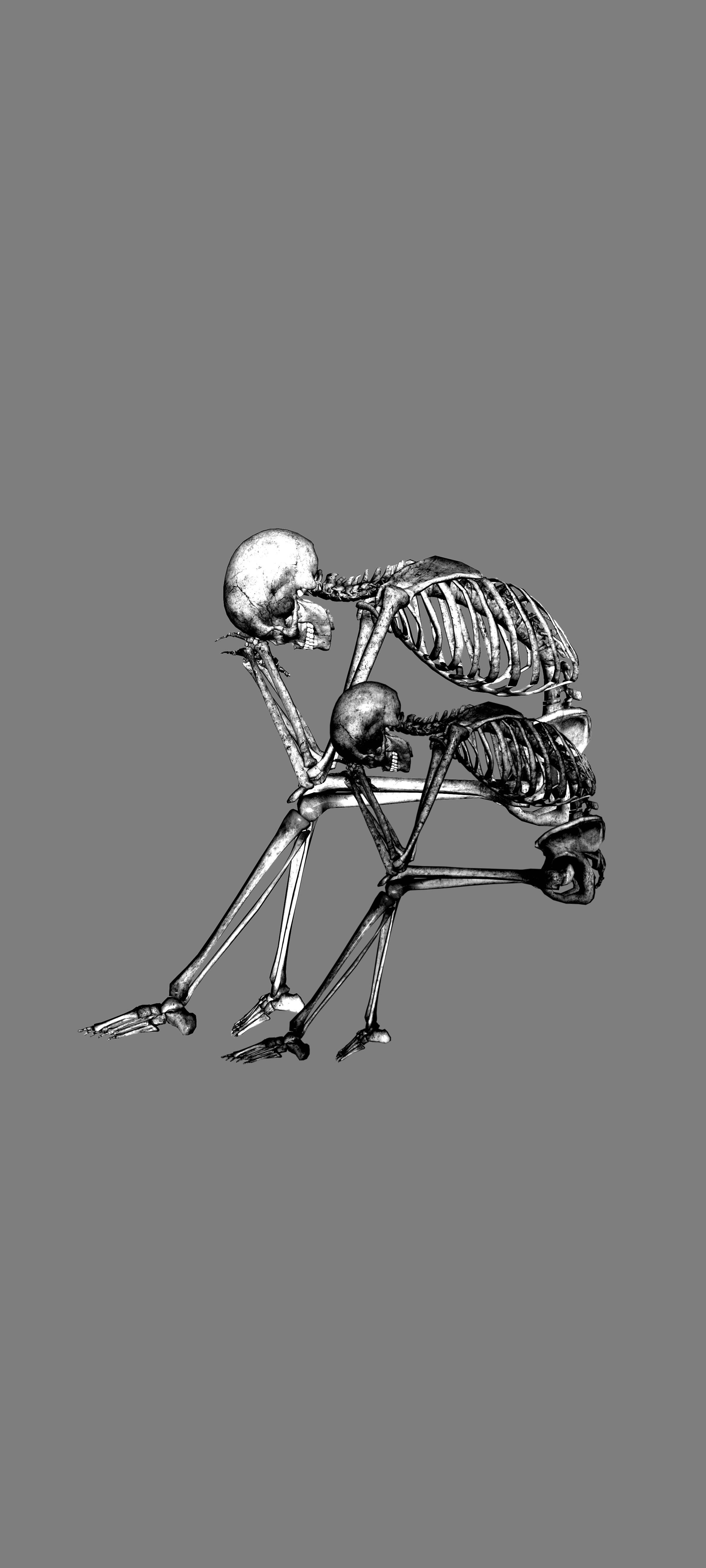 Skeleton Aesthetic Thinking Skull Background