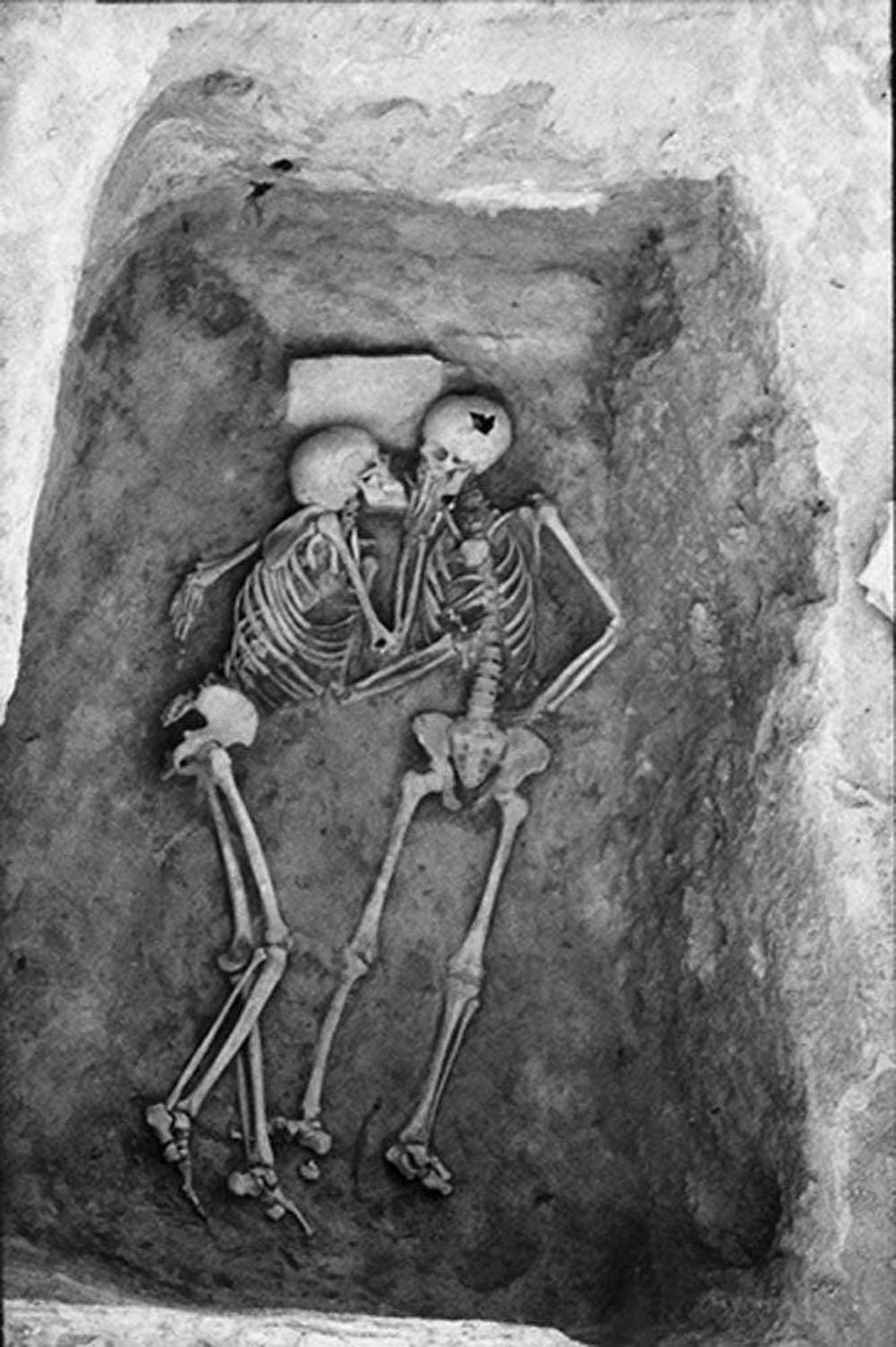 Skeleton Love Kissing In The Grave Background