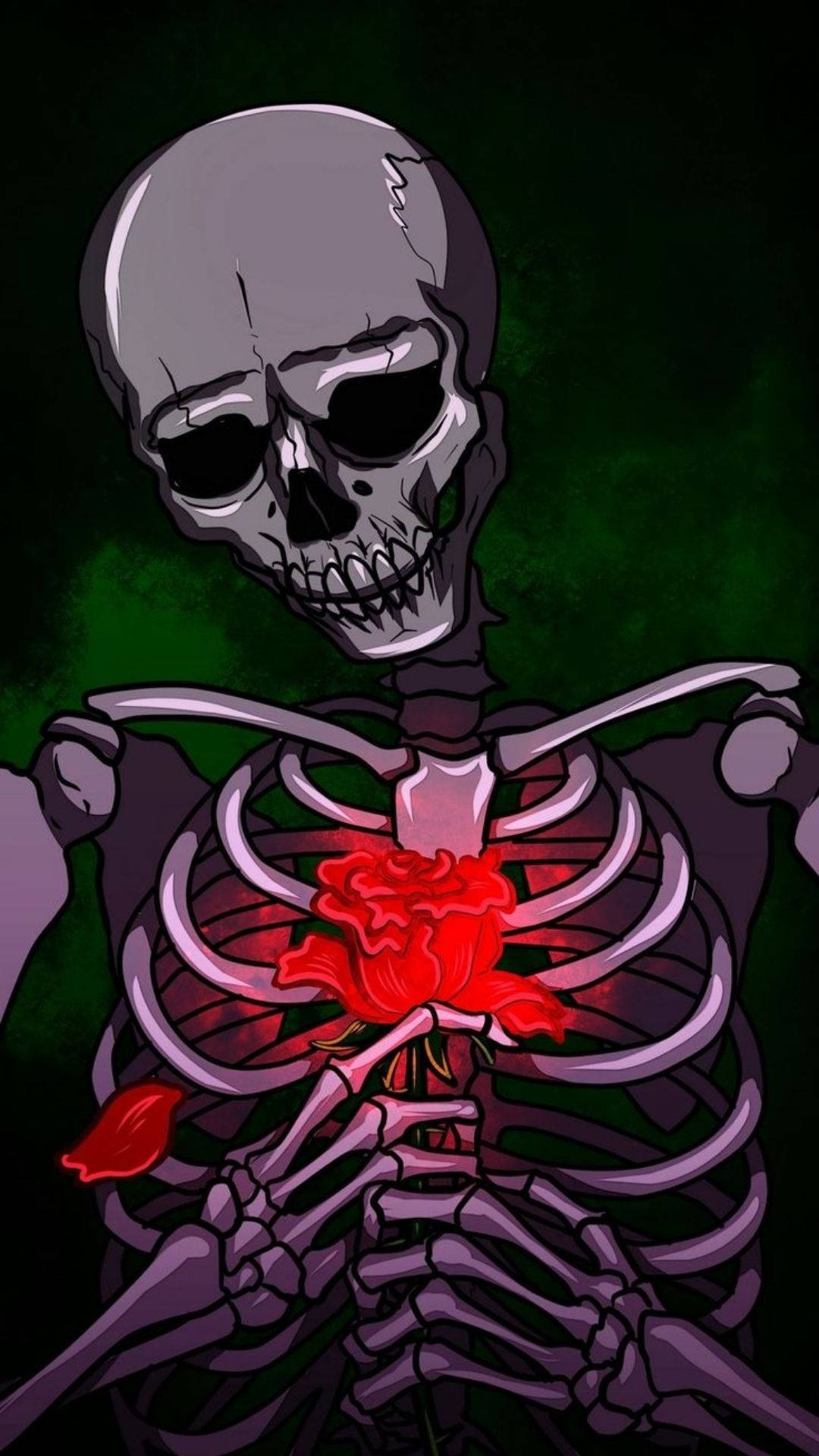 Skeleton Meme Rose Heart Background