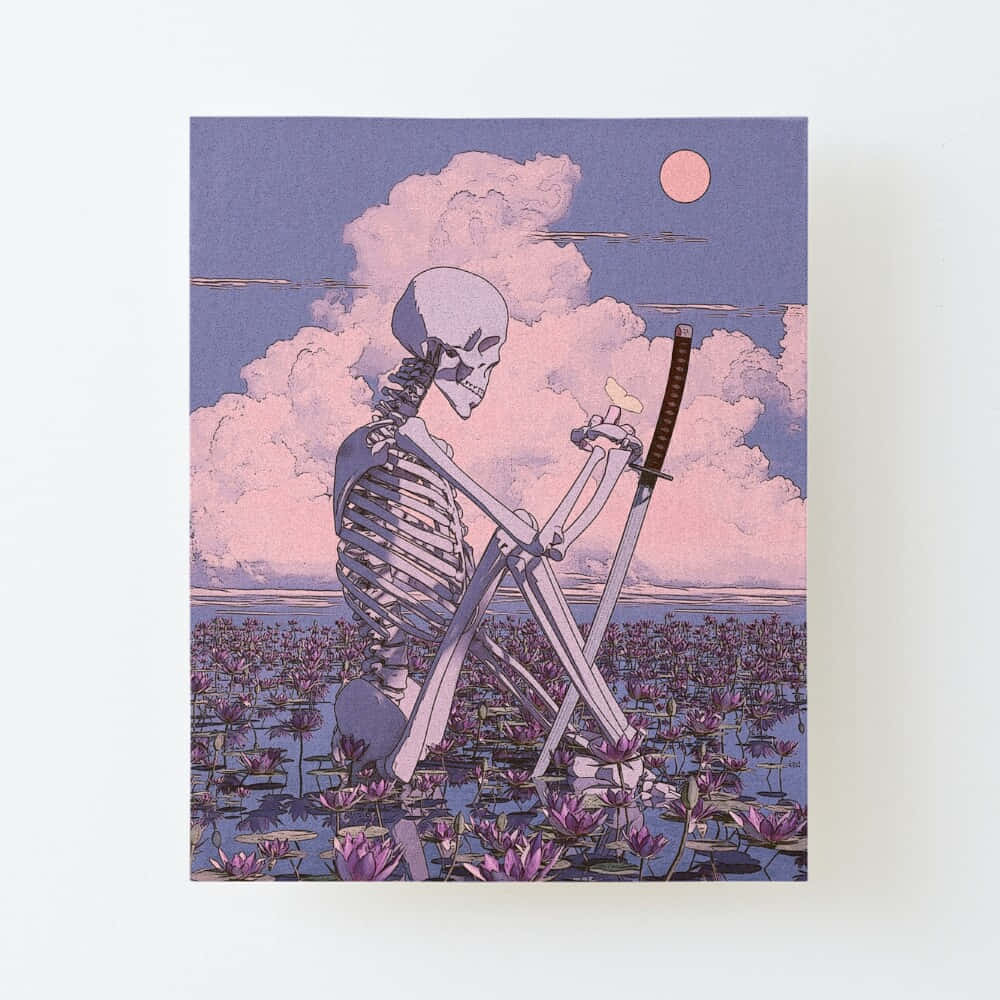 Skeleton Painter Tired Aesthetic Background