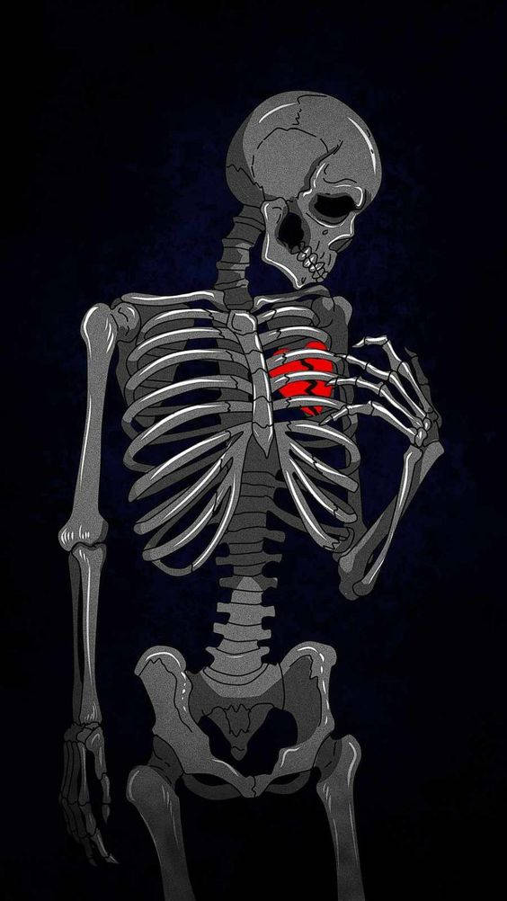 Skeleton With A Broken Heart Iphone Background