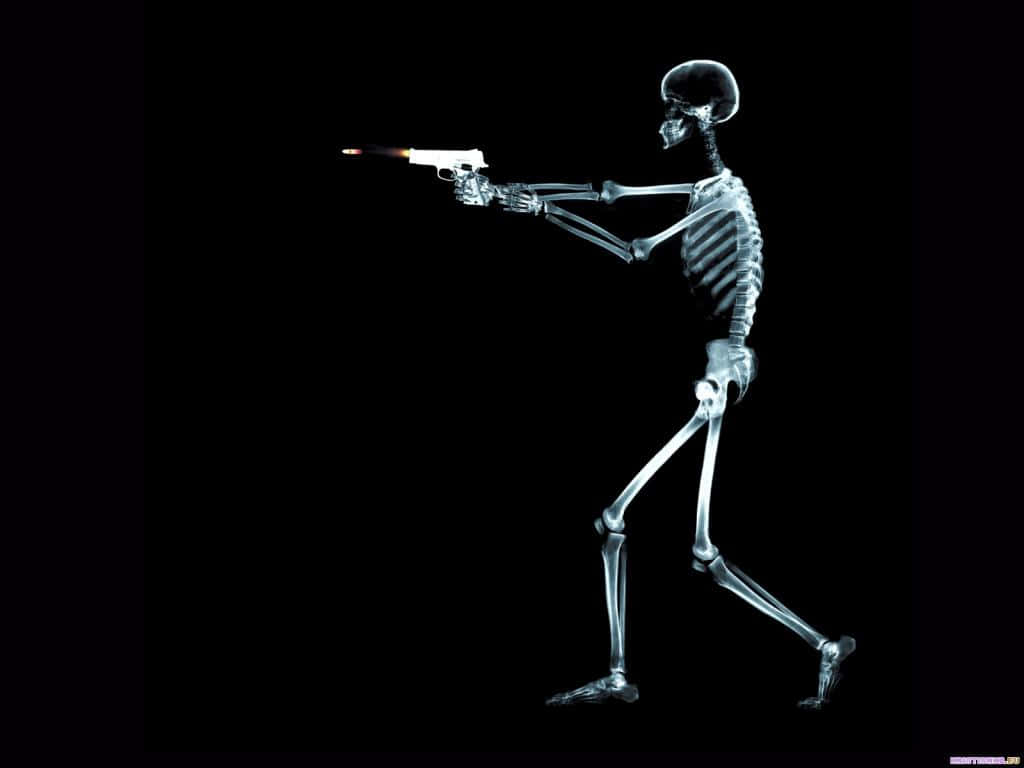 Skeleton With Gun - X-ray Wallpaper Background