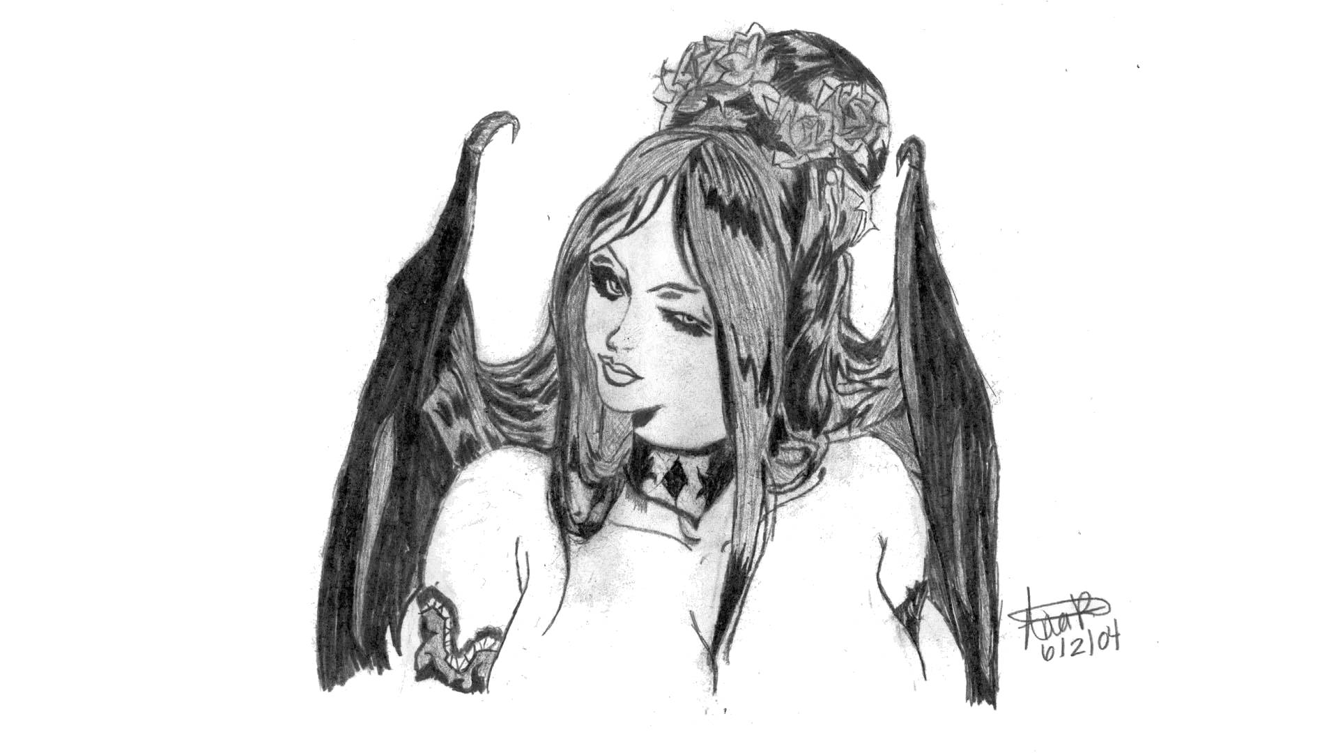 Sketch Of A Succubus Background