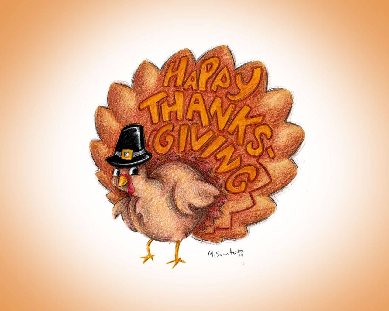 Sketch Turkey Happy Thanksgiving Background