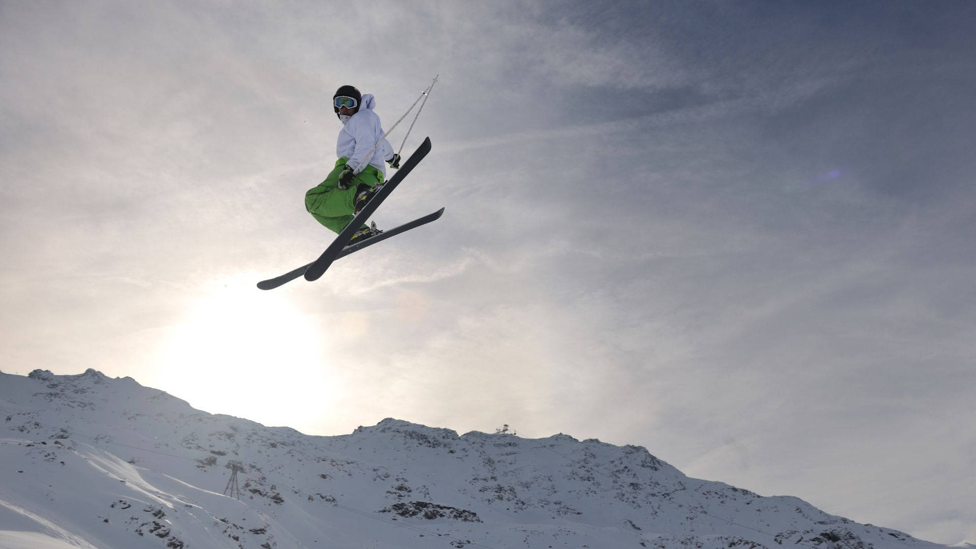 Ski Jumping Sunset View Background