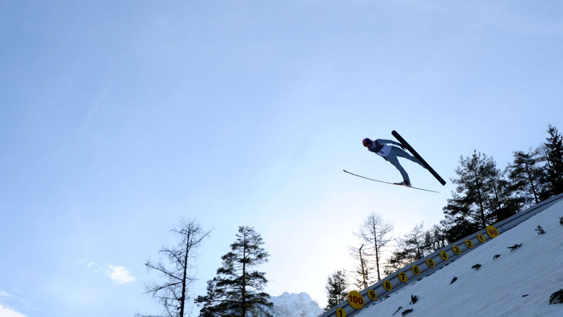 Ski Jumping Take-off Shot Background