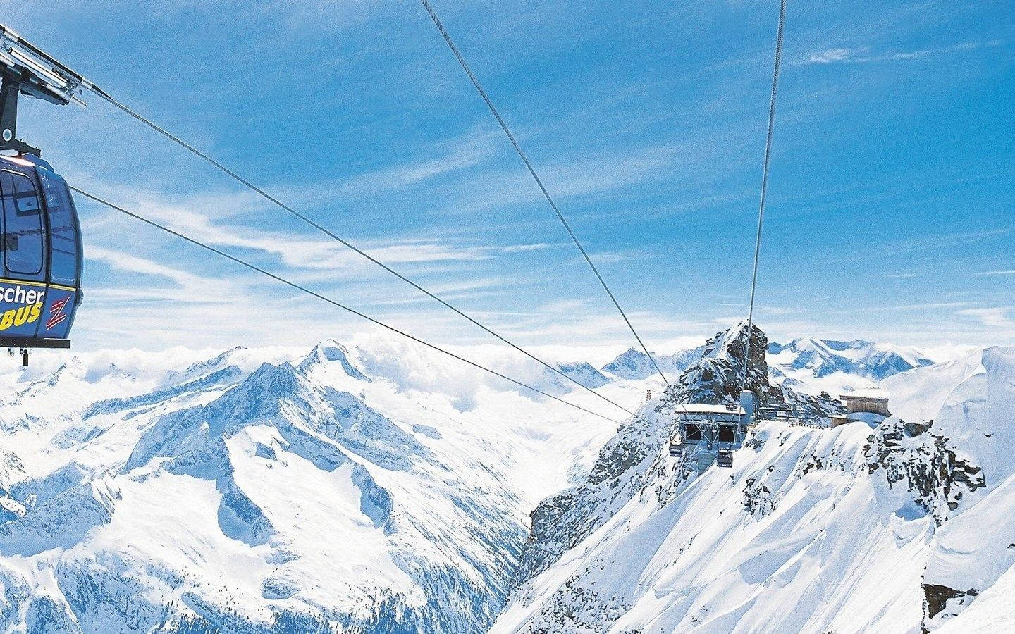 Ski Lifts Winter Landscape Background