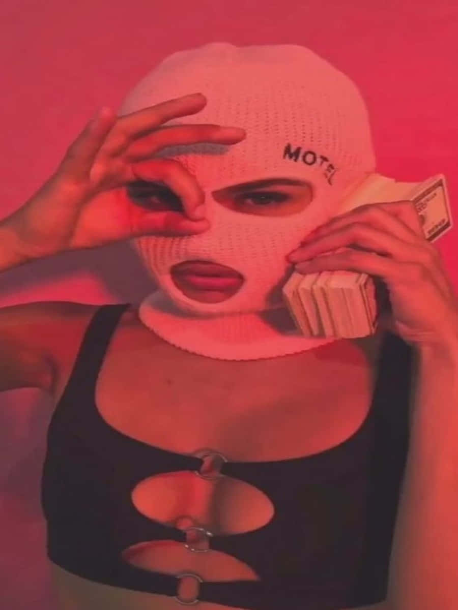 Ski Mask Girl Doing Money Pose