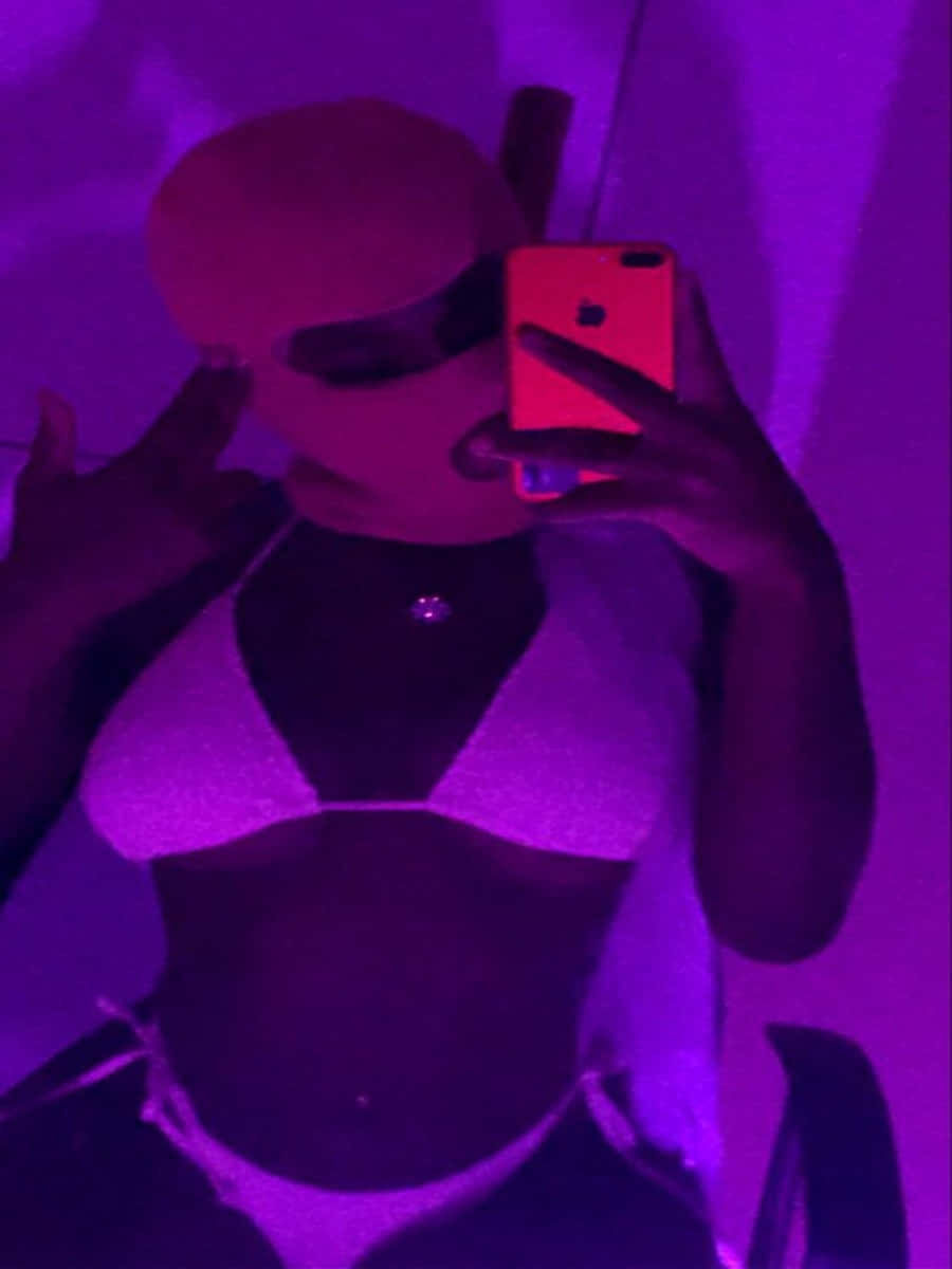 Ski Mask Girl Taking Selfie With An Iphone Background
