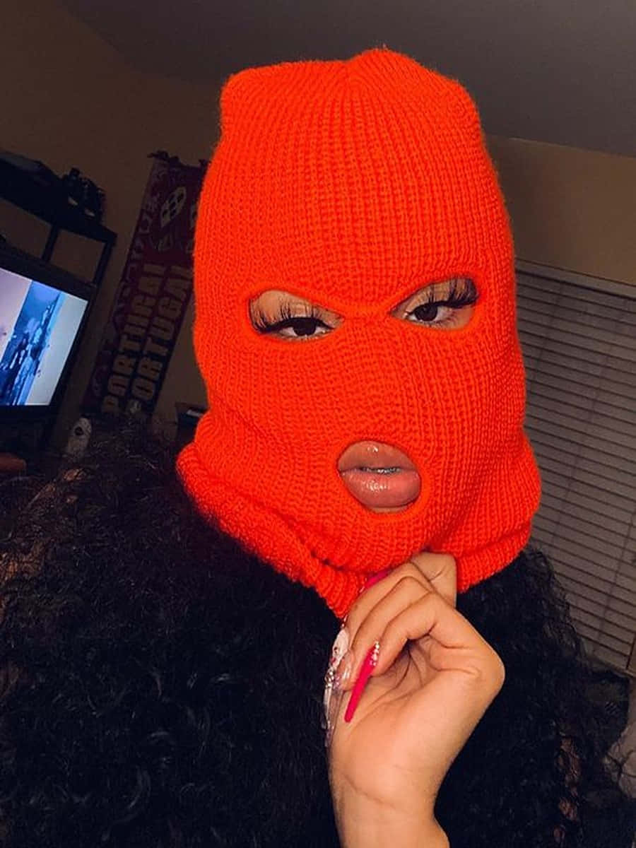 Ski Mask Girl With Long Eyelashes Background